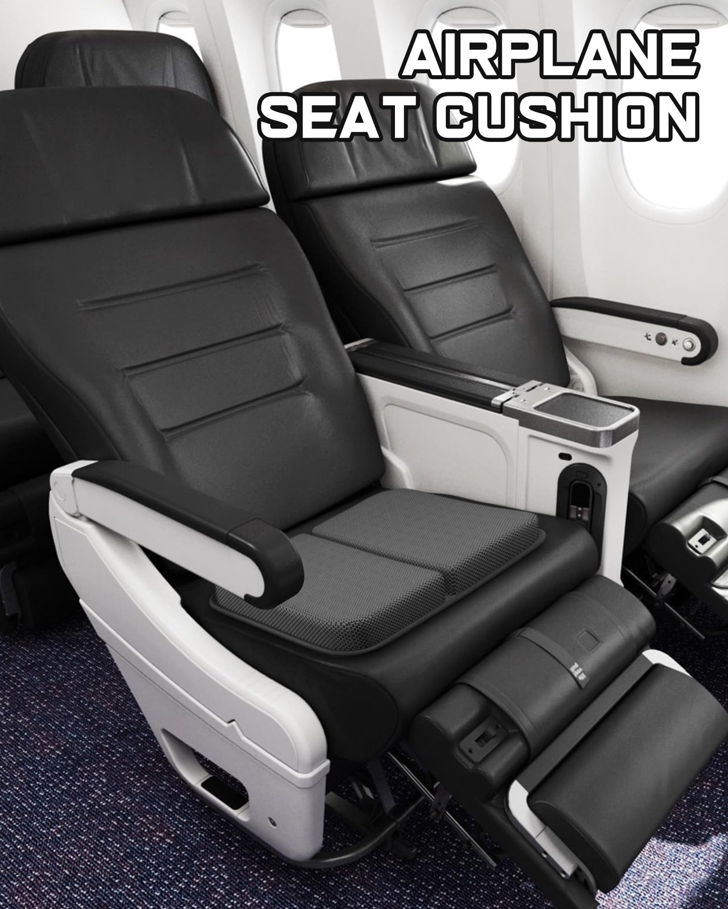 Rexley Gel Travel Seat Cushion, Portable Airplane Seat Cushion, 14.5" x 10.5" Foldable for Airplane Seats, Office Chair, Camping, Bleachers, Flights, Commute