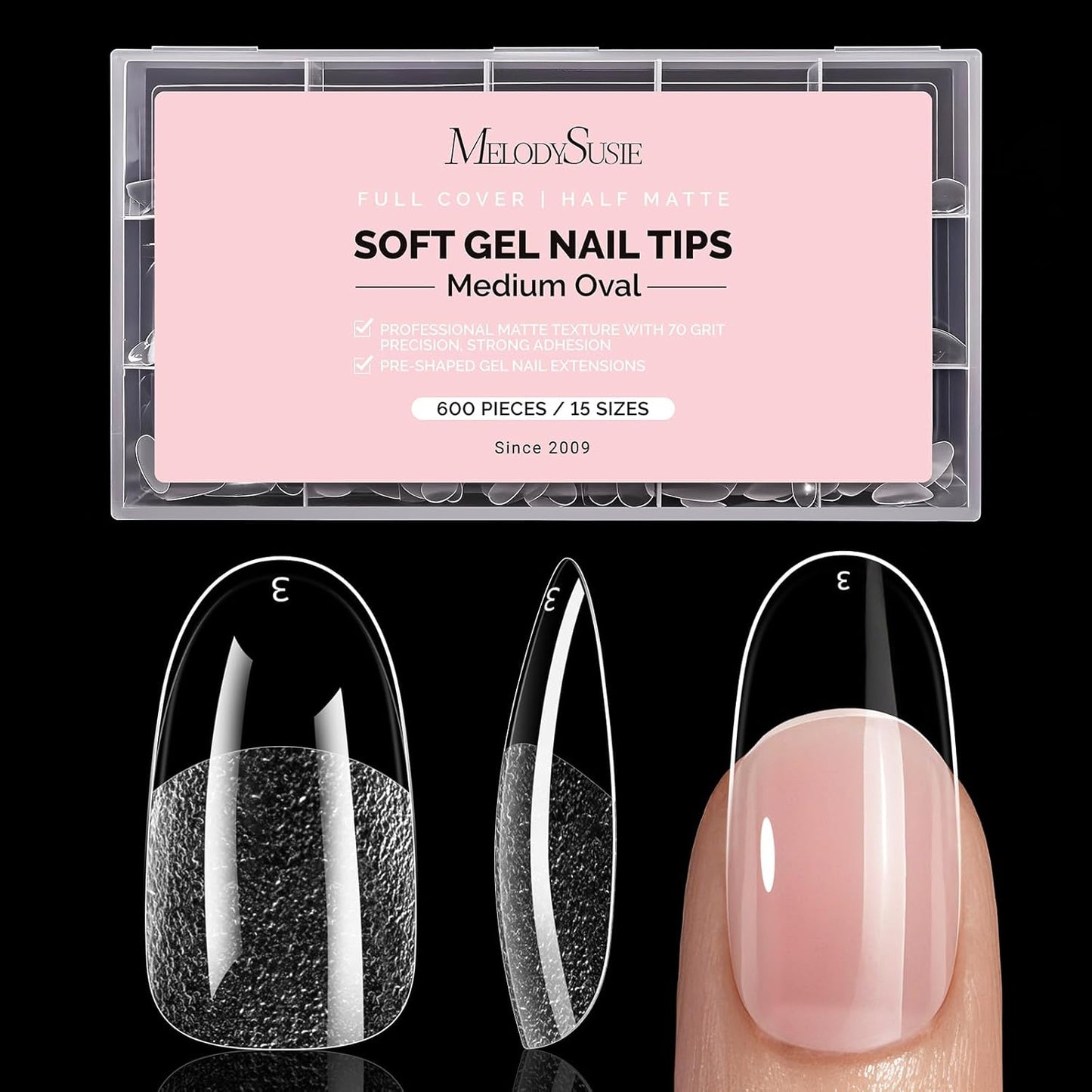 Short Square X Nail Tips - 600 Pcs Clear Acrylic Press-On Nails | Half Matte Full Cover for DIY & Salon Use