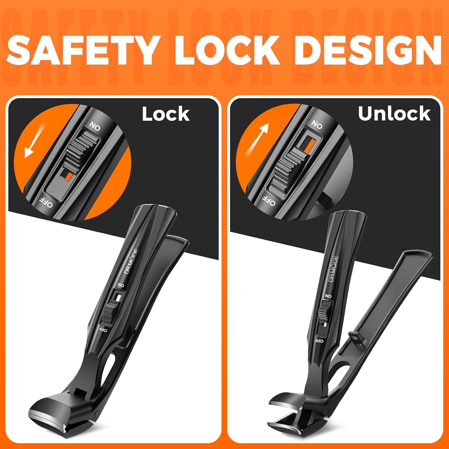 Toenail Clippers for Seniors - Heavy Duty Angled Head Large Nail Cutter with Wide Jaw Opening | Long Handle - Black