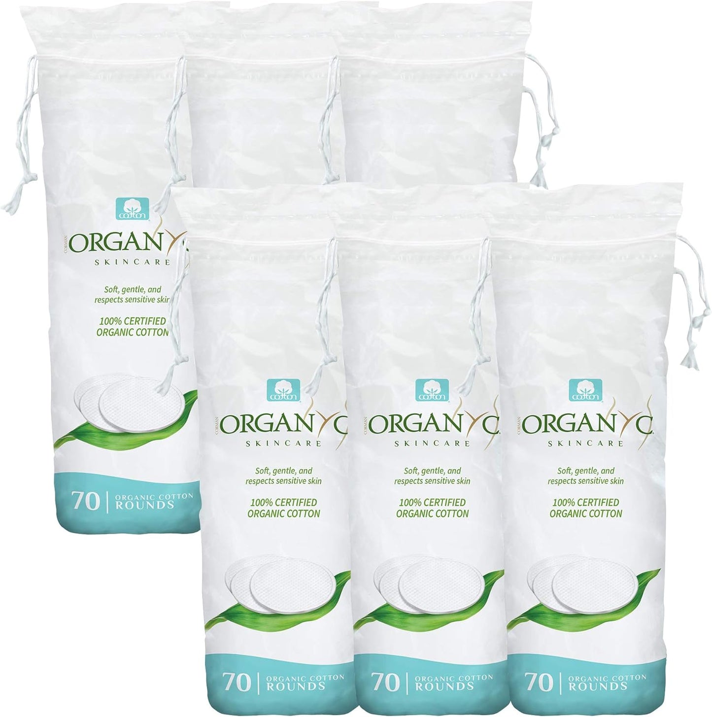 Organyc Organic Cotton Rounds - Biodegradable & Chemical-Free for Sensitive Skin | 420 Count