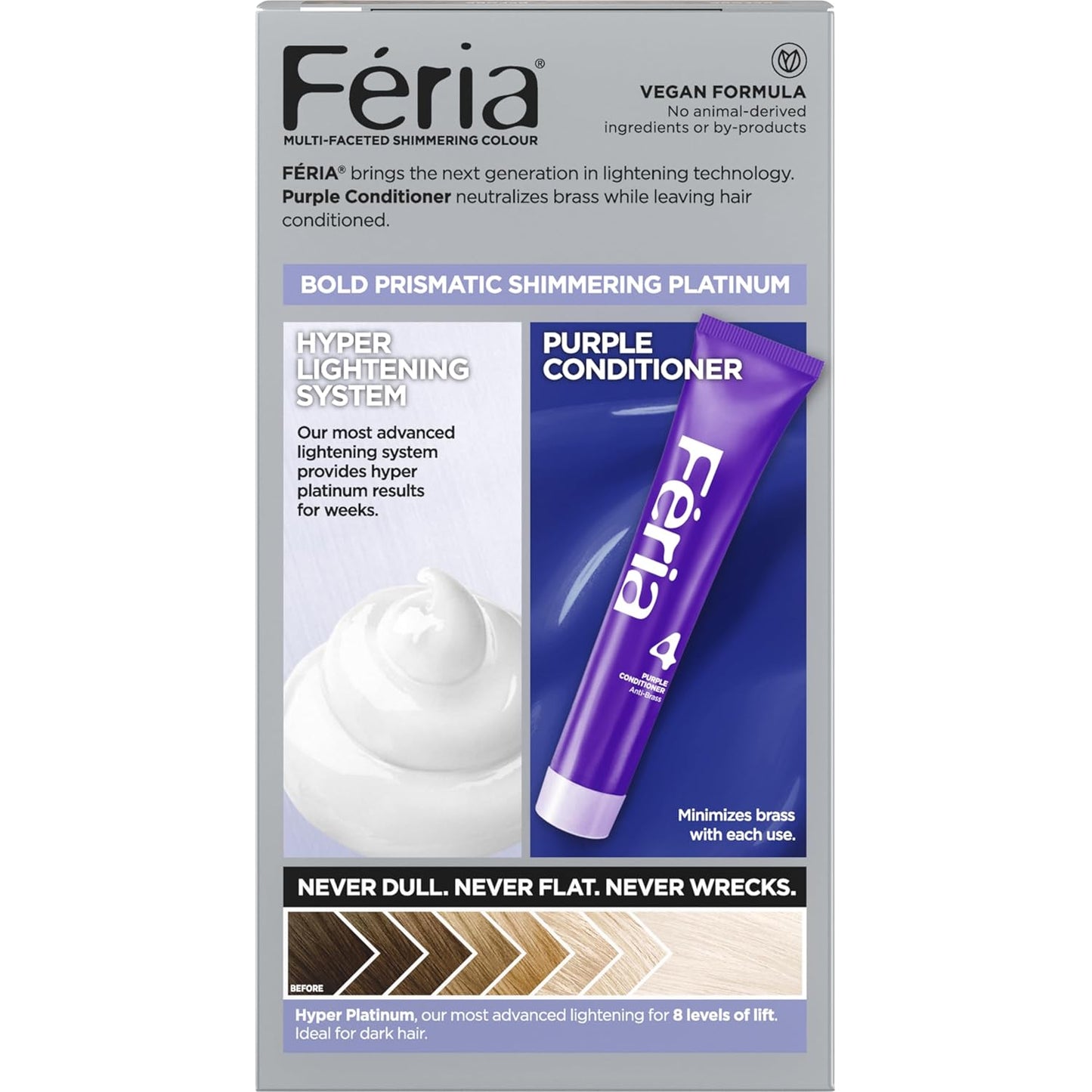L'Oreal Paris Feria Hyper Platinum Hair Bleach Kit - Lifts Up to 8 Levels | Includes Anti-Brass Conditioner