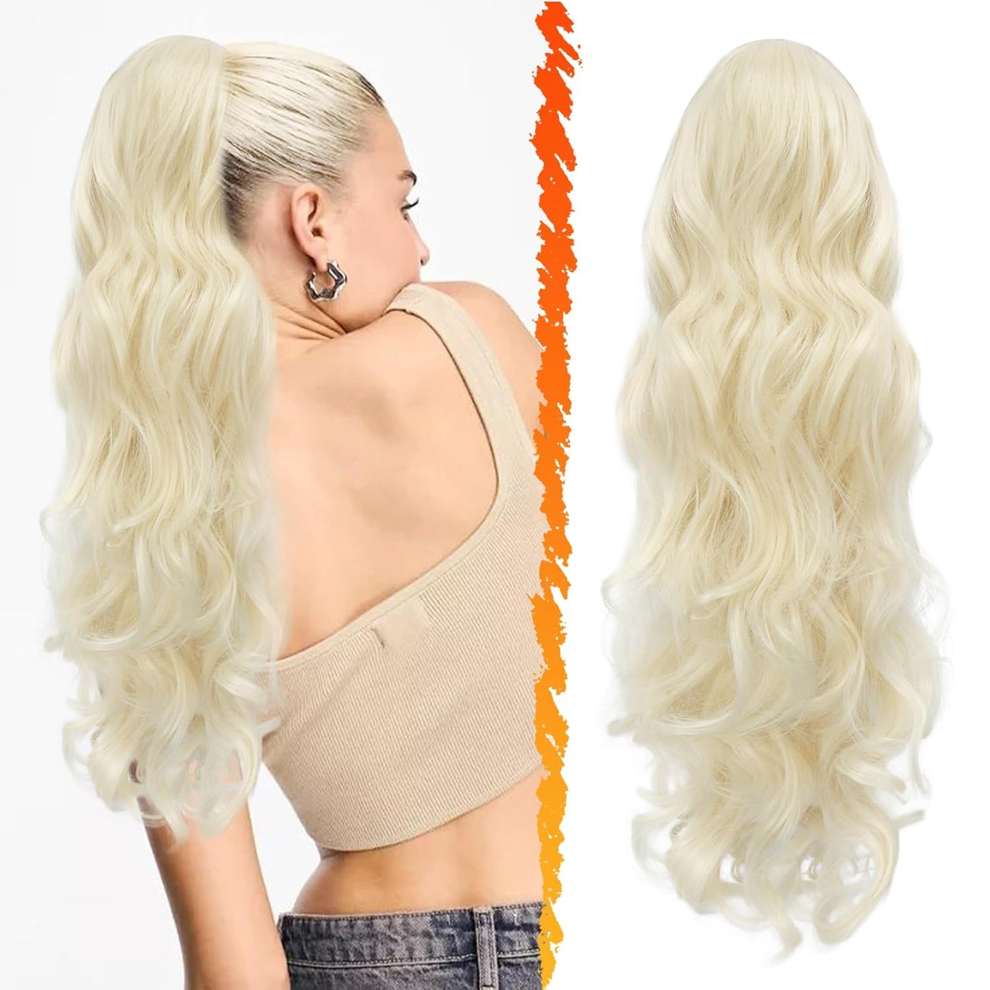 Brown Wavy Curly Ponytail Extension - 20 Inch Synthetic Drawstring Hairpiece for Women | Perfect for Daily and Party Use