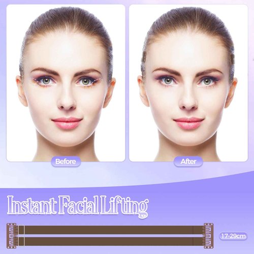 LadPemo Face Lift Band Invisible, Facelift Tape for Face Invisible with Bands, Adjustable Facelift Bands with Hair Clips, Brown Facial Tape with String for Lifting Sagging Skin (2 PCS)