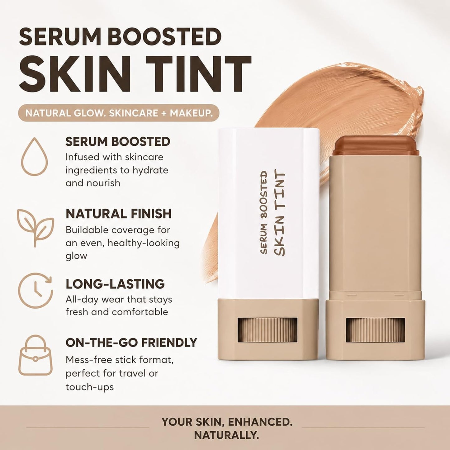 Beauty Balm Skin Tint - Full Coverage Foundation Stick & Concealer for Black Women | Natural Finish (#02)