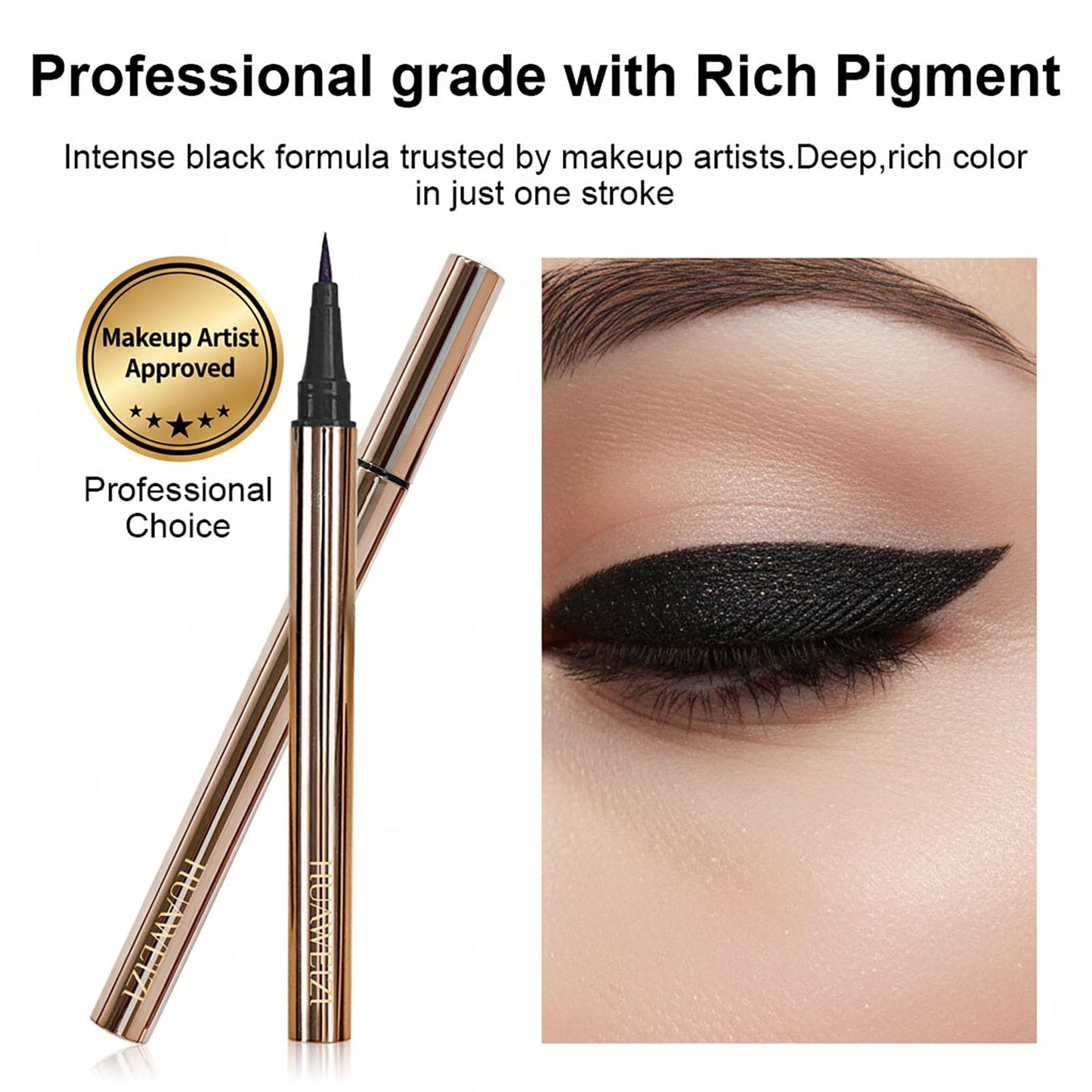 UKLXX 2 PCS Liquid Eyeliner, Black Matte Tint, Ultra Fine Tip, Lasting Pigment Eyeliner Pencil, Silky Smooth Formula, Quick Drying