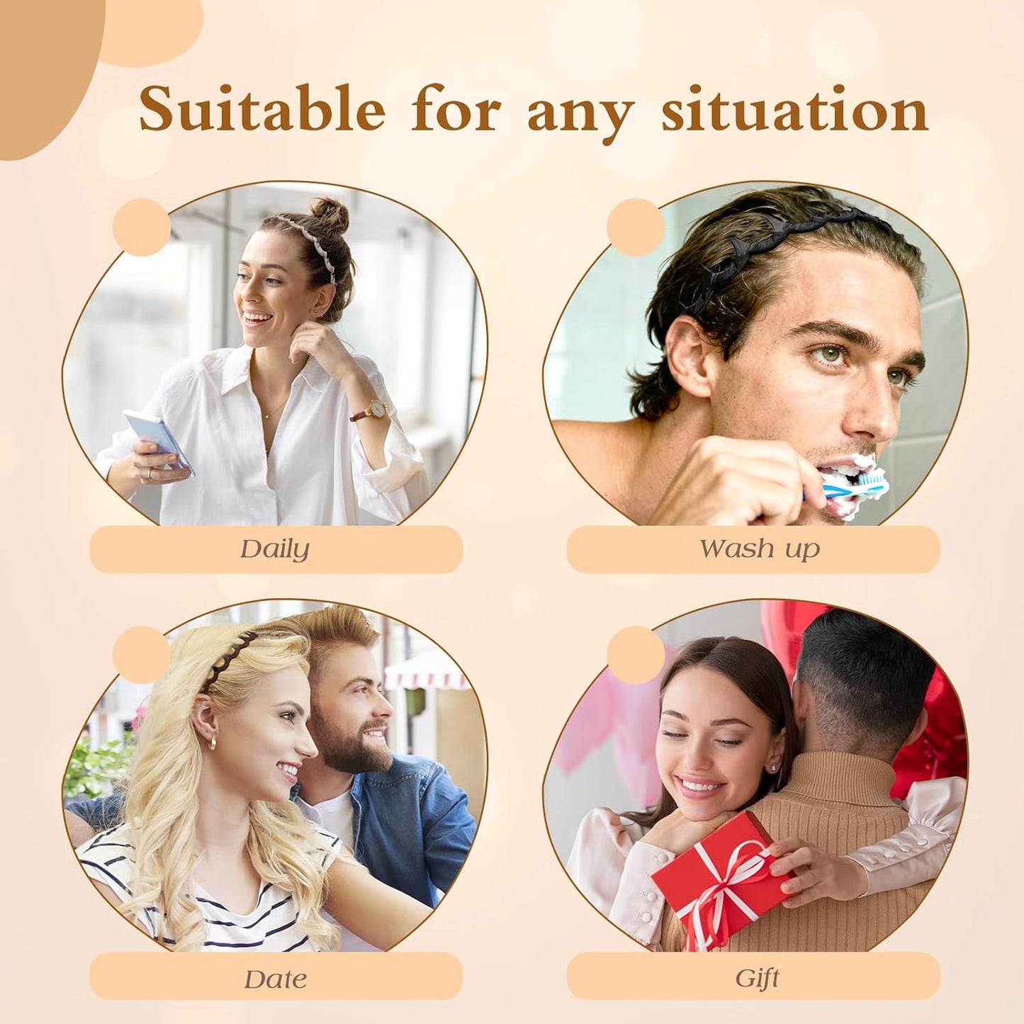 Zig Zag Headbands for Women - Non-Slip Wavy Comb Design | 6 Pcs Set, Ideal 90s Hair Accessories