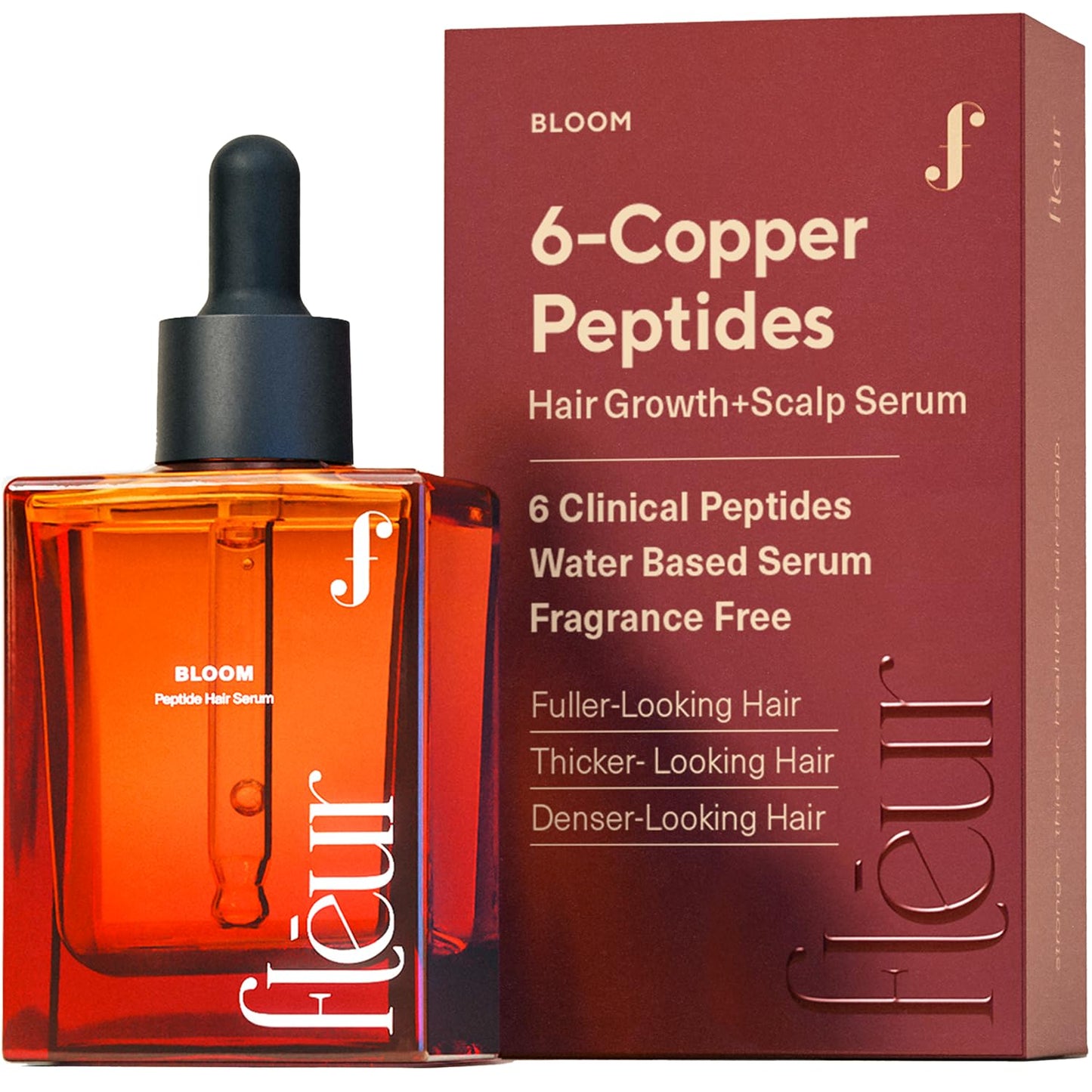 Bloom Copper GHK-CU Peptide Hair Serum - Non-Greasy Hair Growth Formula for Thinning Hair | Promotes Fullness & Reduces Shedding
