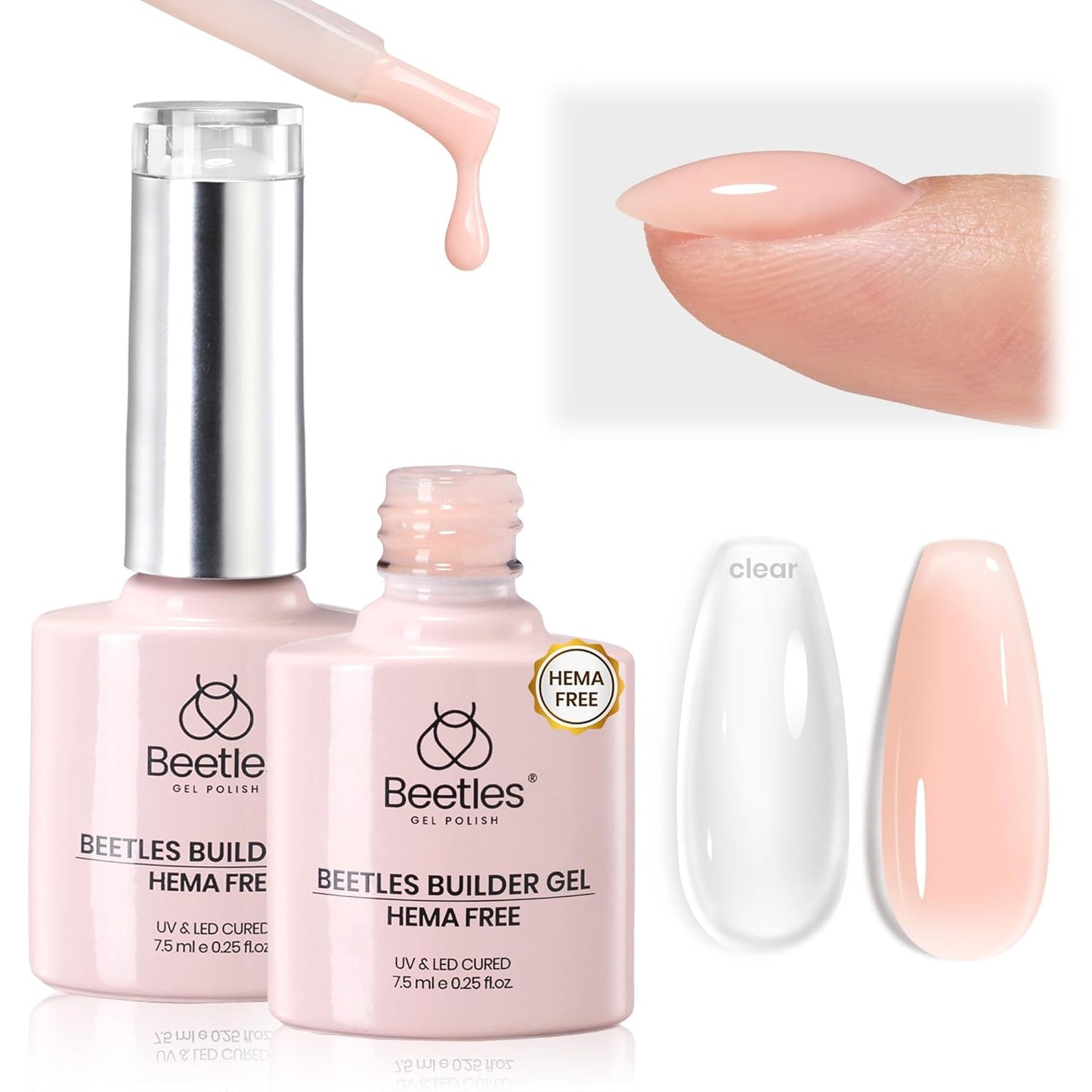 Beetles Builder Gel - Nail Strengthening Clear Gel Set | 3 Pcs for DIY Salon Use, Perfect for Beginners