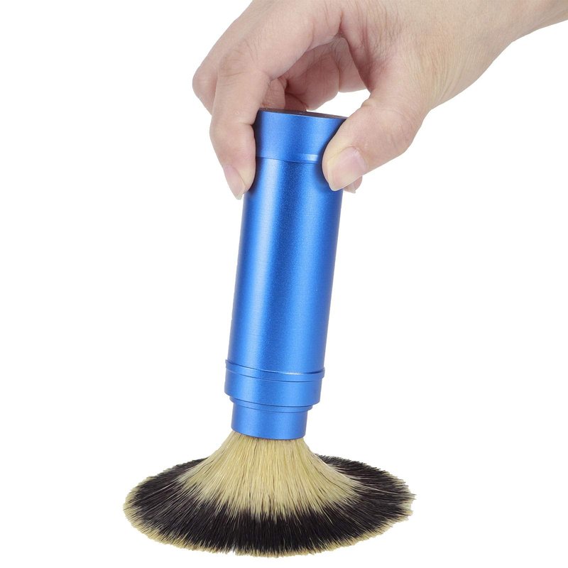 Travel Aluminum Shaving Brush- Soft Synthetic Luxury Shave Brush, Facial Cleaning Grooming Bathroom Tool for Shaving Razor,Safety Razor, Double Edge Razor, Straight Razor