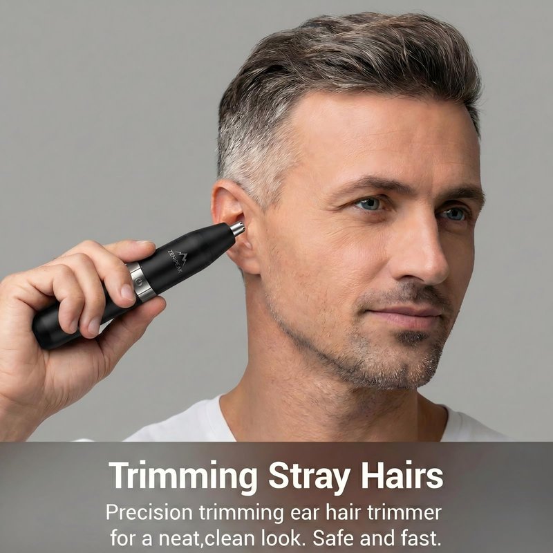 ZENIPEAK Professional Nose Hair Trimmer for Men & Women, USB-C Rechargeable Electric Ear & Nasal Clipper, Micro-Vacuum, Painless 8000 RPM, 3 Patented Magnetic Heads, Waterproof Travel Kit.