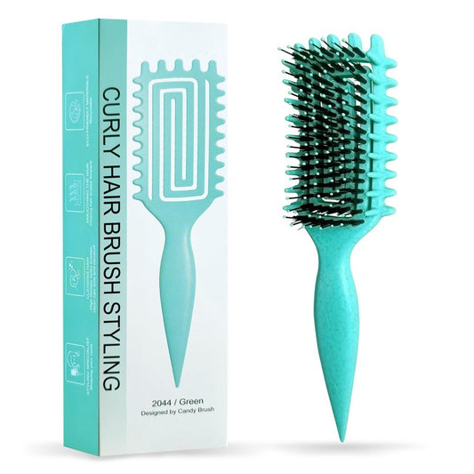 Curl Defining Brush Curly Hair Brush Lightweight with Side Gear for Combing, Suitable for All Wet or Dry Hair Types (Green)