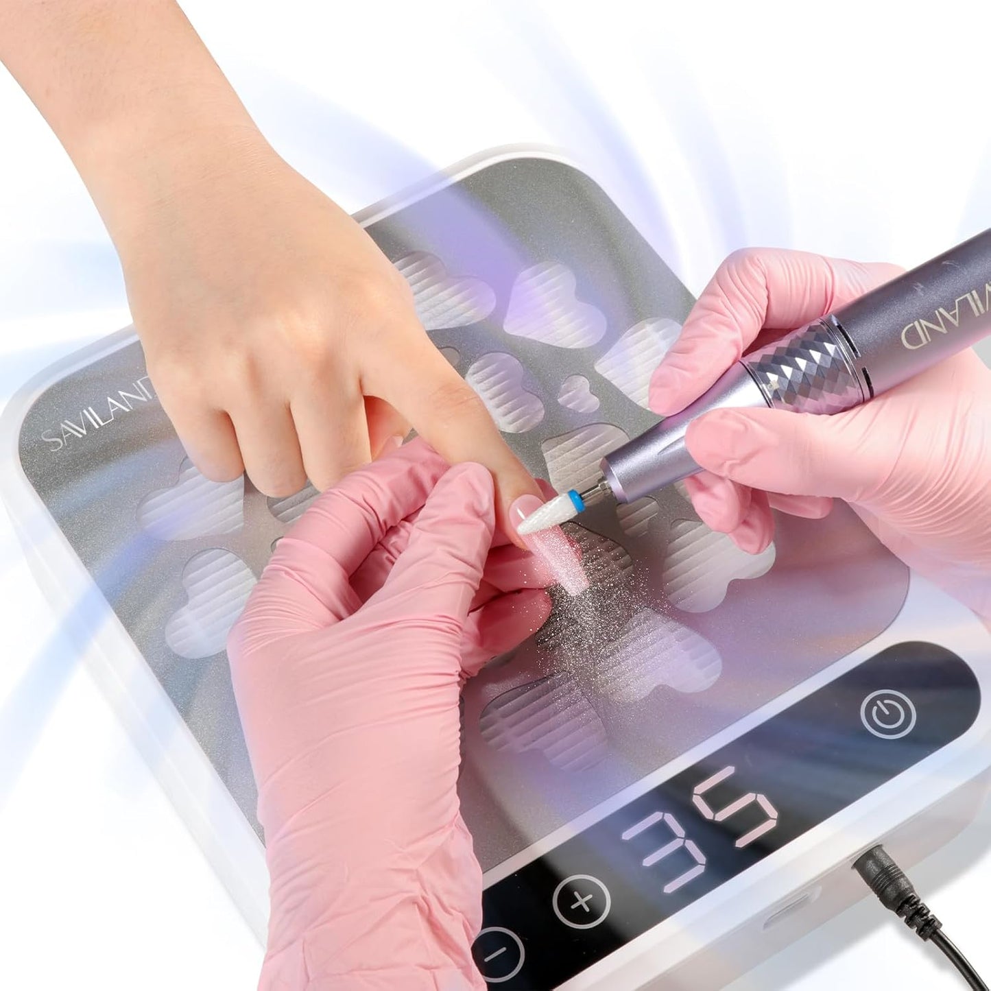 SAVILAND Nail Dust Collector - Powerful 400Pa Suction with Touch Screen & 35 Speeds | Reusable Filter for Salon Use