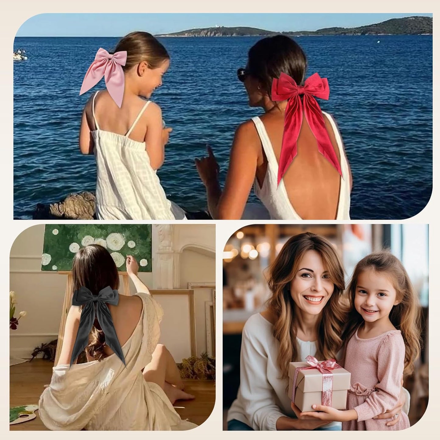 Stunning Satin Hair Bows for Women | 6-Piece Set of Cute Bow Clips - Perfect Hair Accessories for Gifts