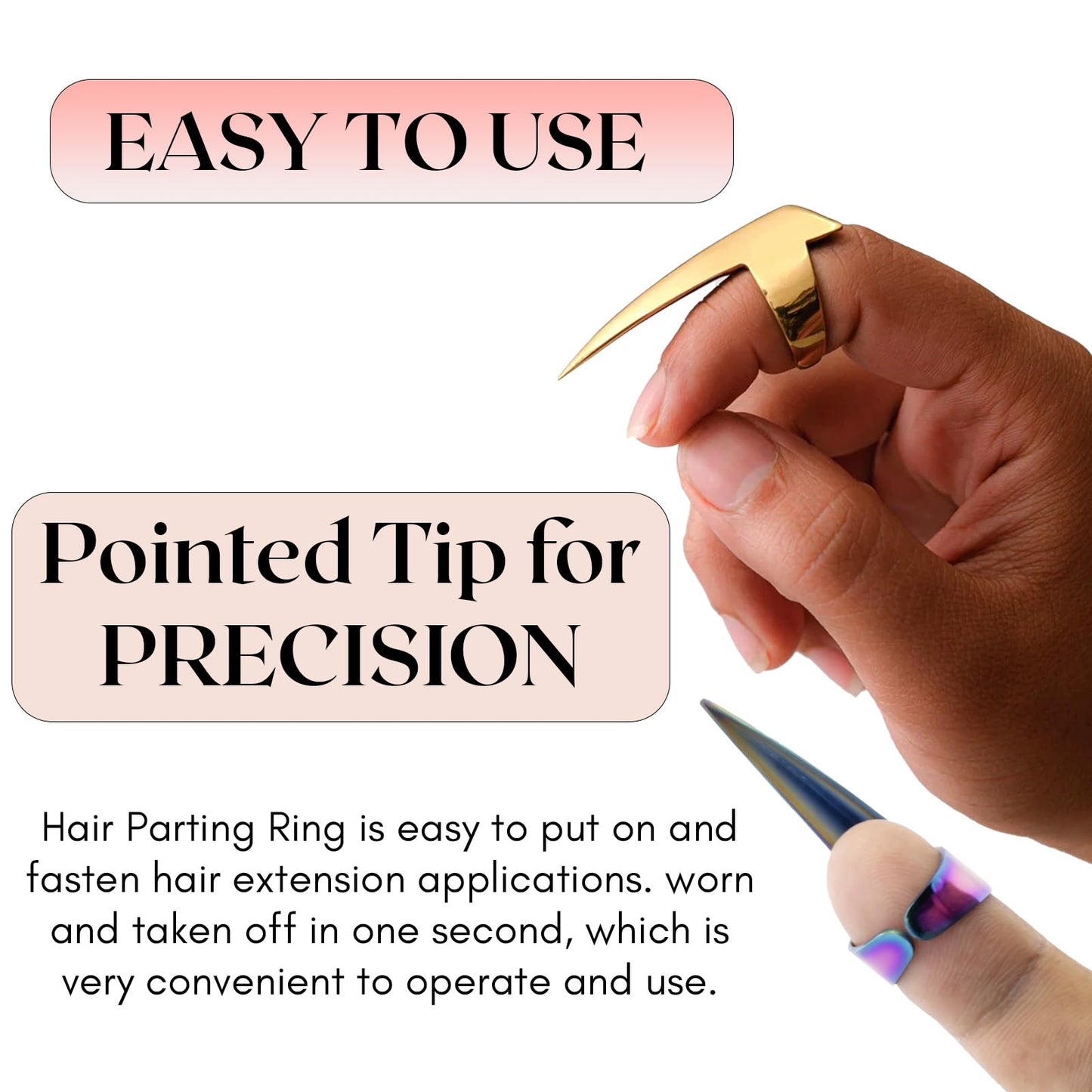 Quick Braid Aid Finger Parting Tool - Stainless Steel Stitch Braiding Tools for Durable Dreadlocks Wig & Installation of Weave Hair Human Extensions Beader Tools (Copper Color)
