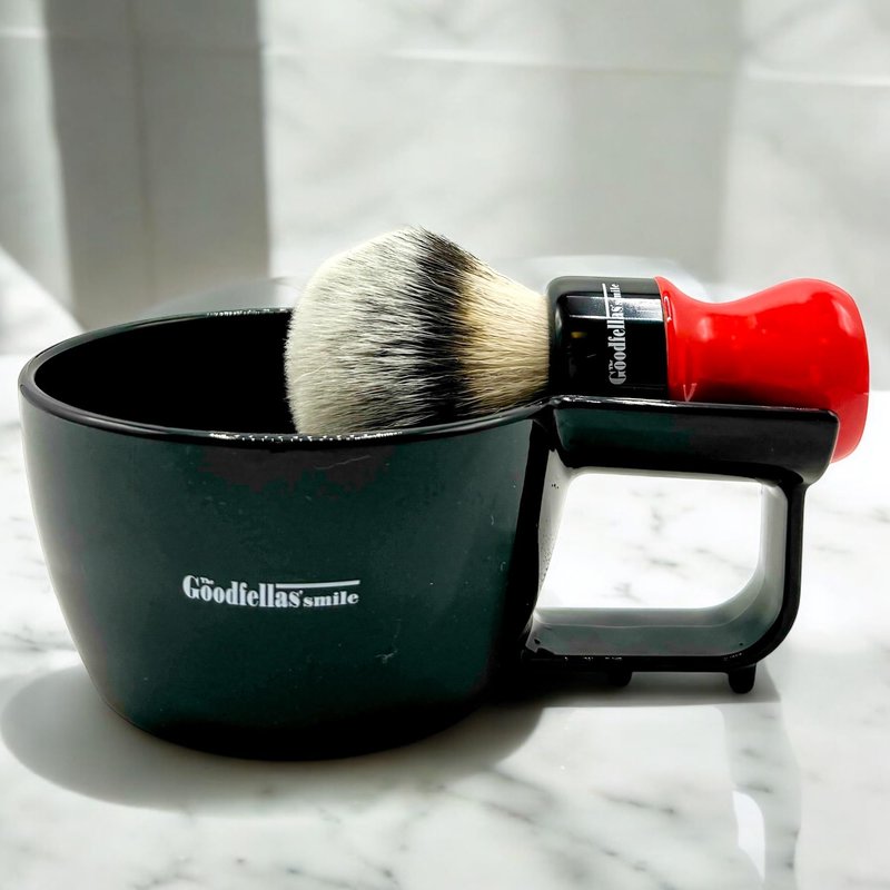 The Goodfellas Smile Synthetic Shaving Brush (Red Evil), Oversized 26 mm Brush Knot for a Fabulous Lather