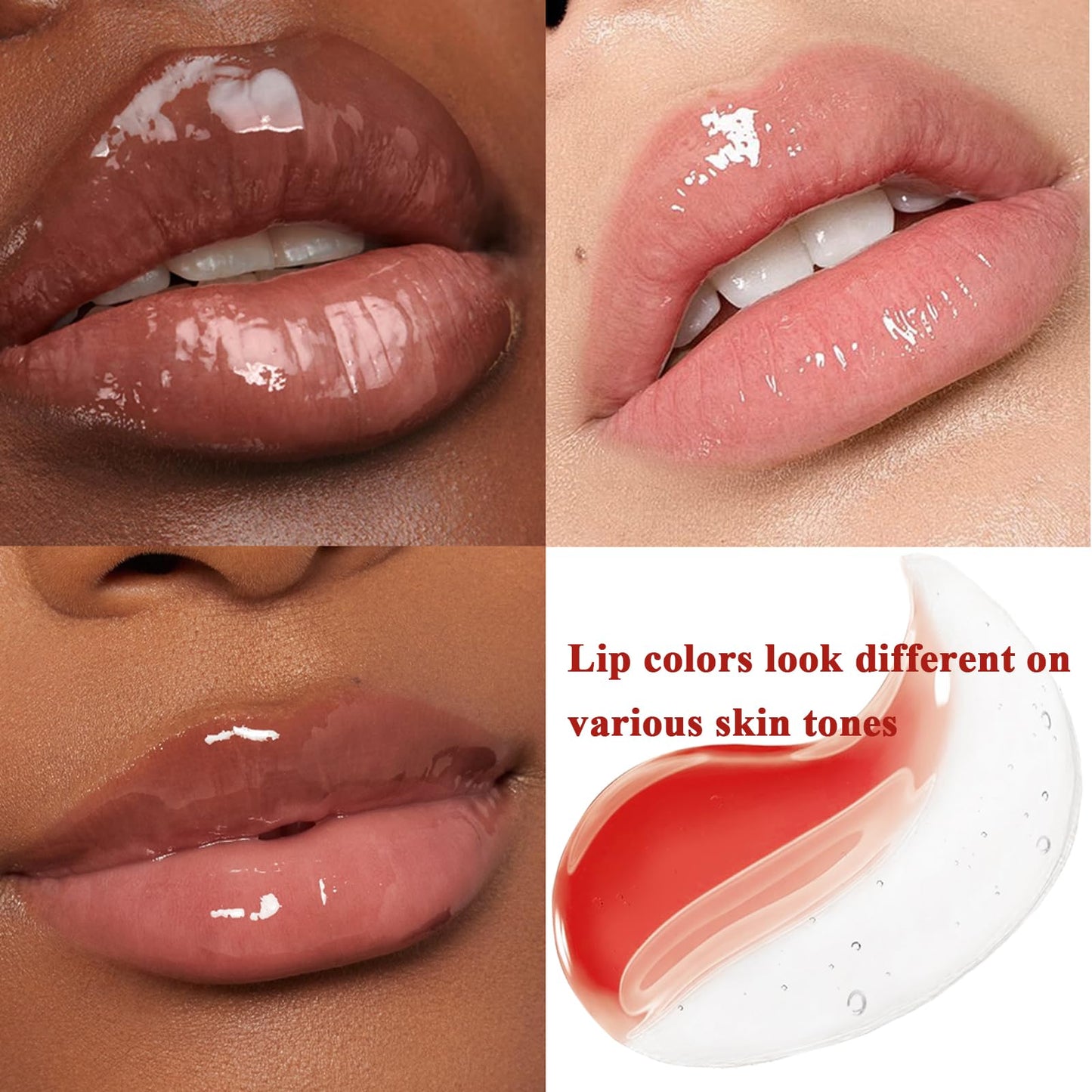 Dual-Phase lip oil, Moisturizing Nourishing Shiny Red and Transparent layer lip gloss, Natural and Fresh Bitten Lip Makeup