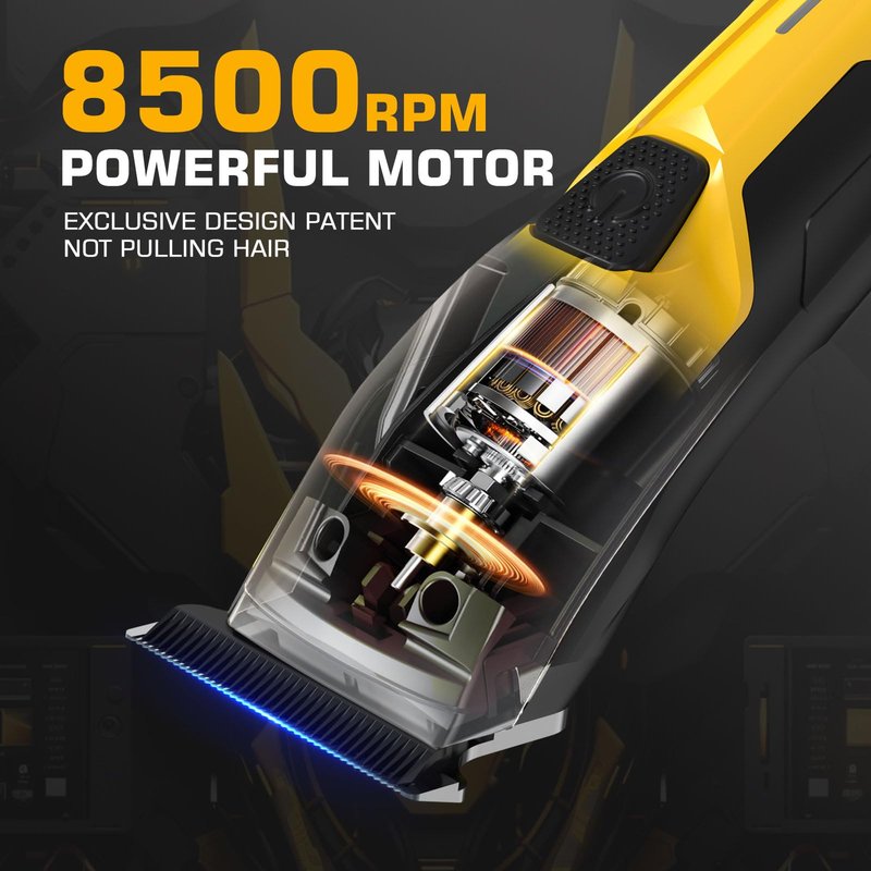 Professional Hair Clippers for Men, Professional Barber Clippers and Trimmer Set, Mens Cordless Hair Clipper for Barbers Haircut Kit Fade Yellow