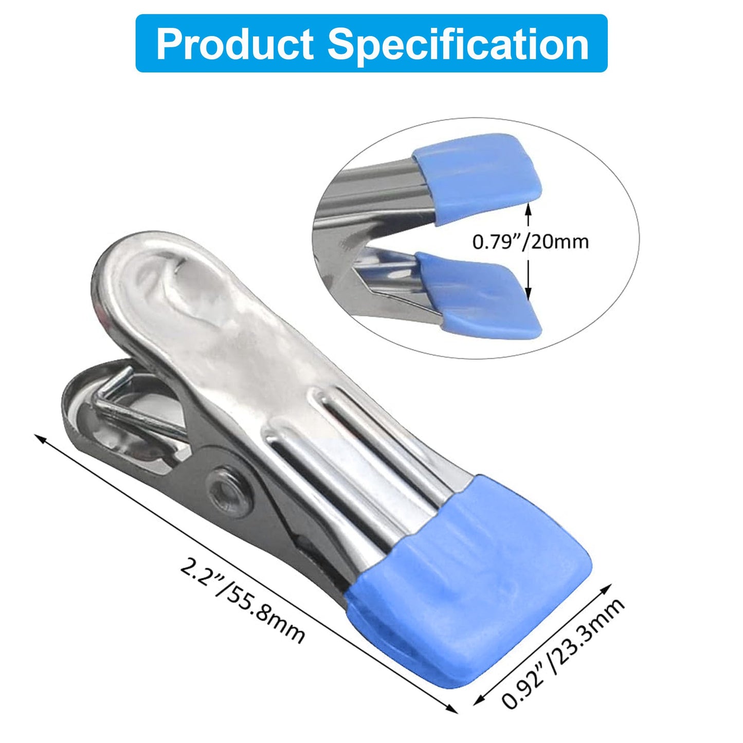 10 Pack Clothes Pins 2 Inch Mini Clothespins and Chip Clips for Food Bag Sealing Photo Hanging Snacks Organization Heavy Duty Plastic Clips for Kitchen Office and Home Use Blue