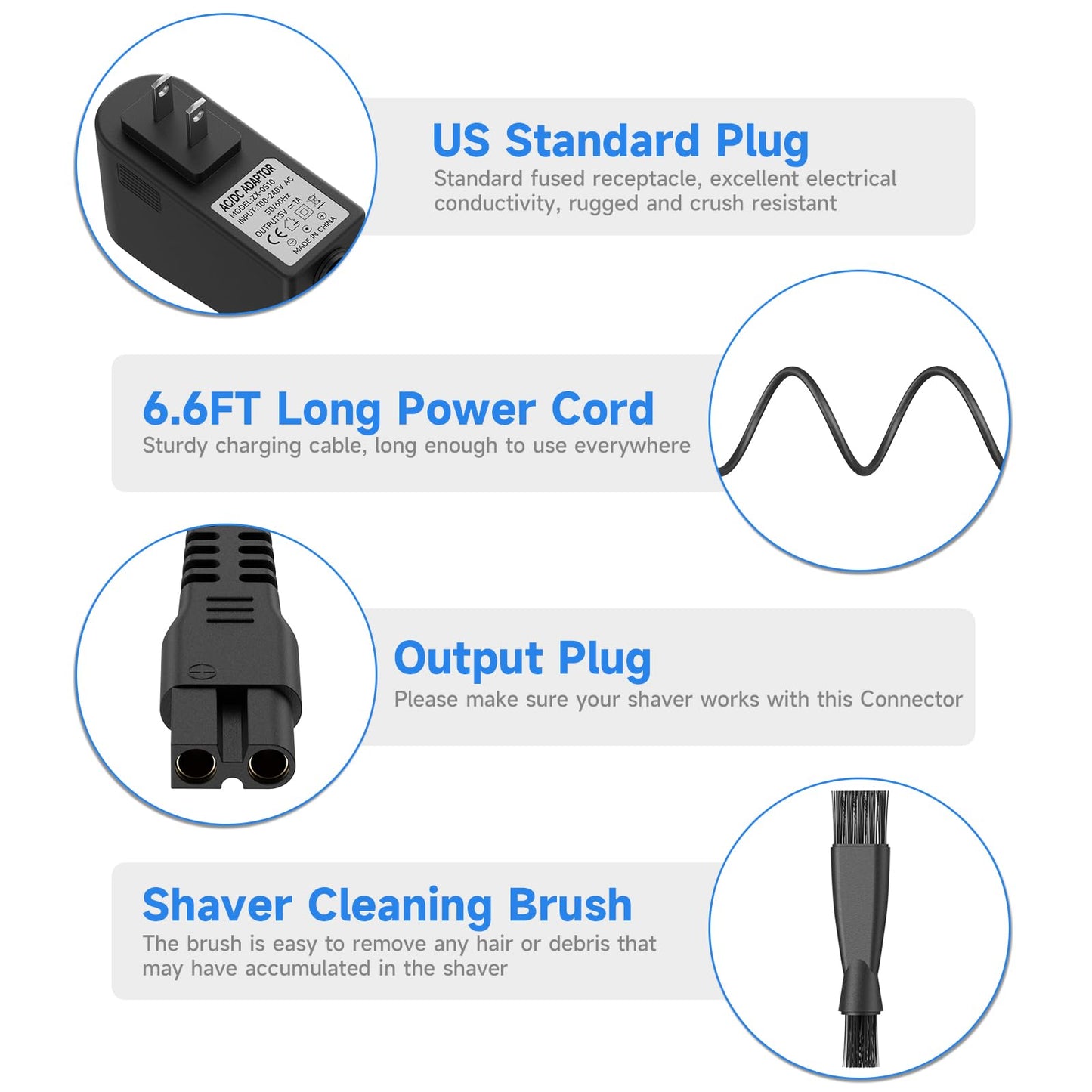 Wanme Charger for Meridian Trimmer, 5V 1A Replacement Charging Cable Compatible with Meridian Grooming Electric Shaver Trimmer (Black)