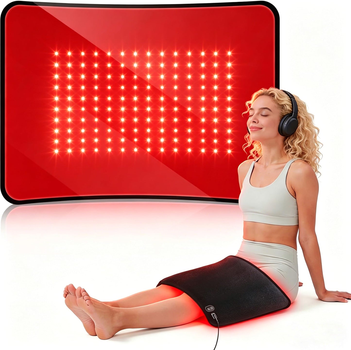 Xefinic Full Body Red Light Therapy Mat with 140 LEDs, 3-in-1 660nm & 850nm TPU Infrared Light Blanket, 18.5" x 14" Foldable Therapy Pad with Timer Controller Pulse Modes for Home Use 24W
