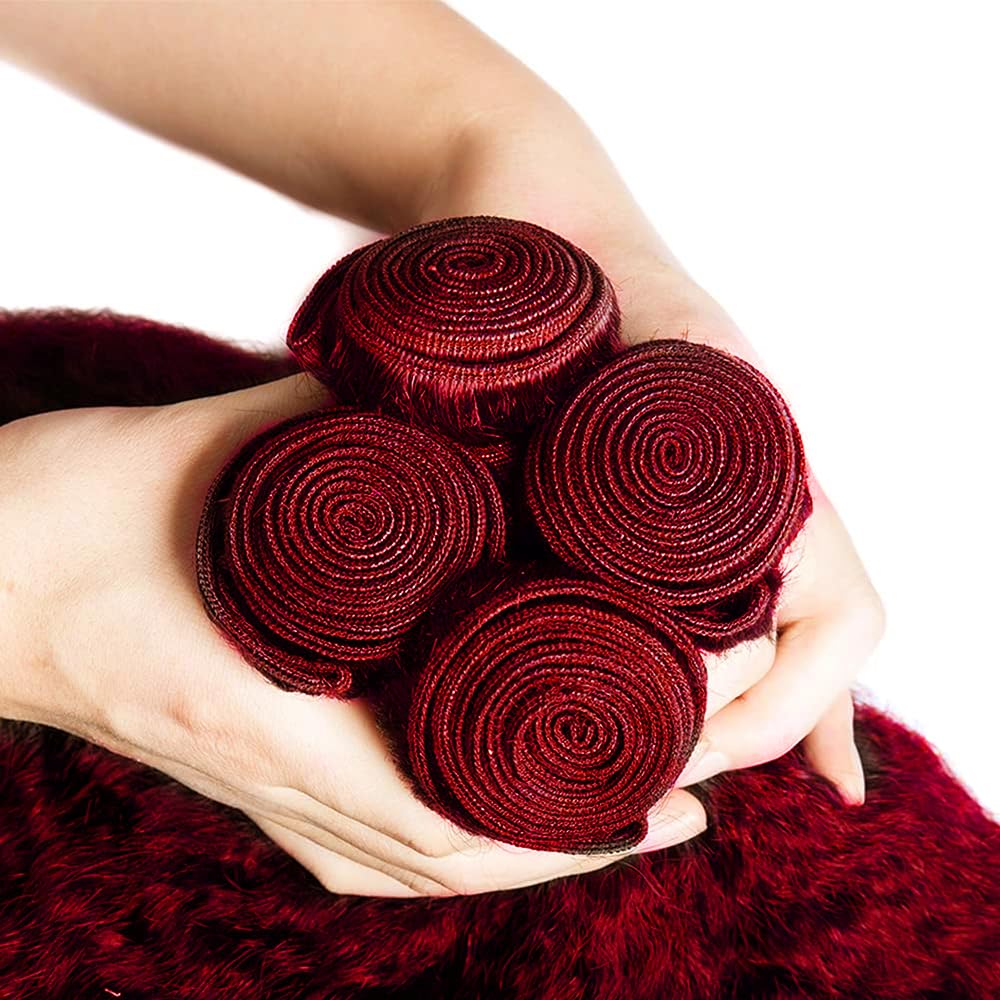 Burgundy Bundles Human Hair Burgundy Kinky Straight Bundles 18 18 18 inch Red Human Hair Bundle