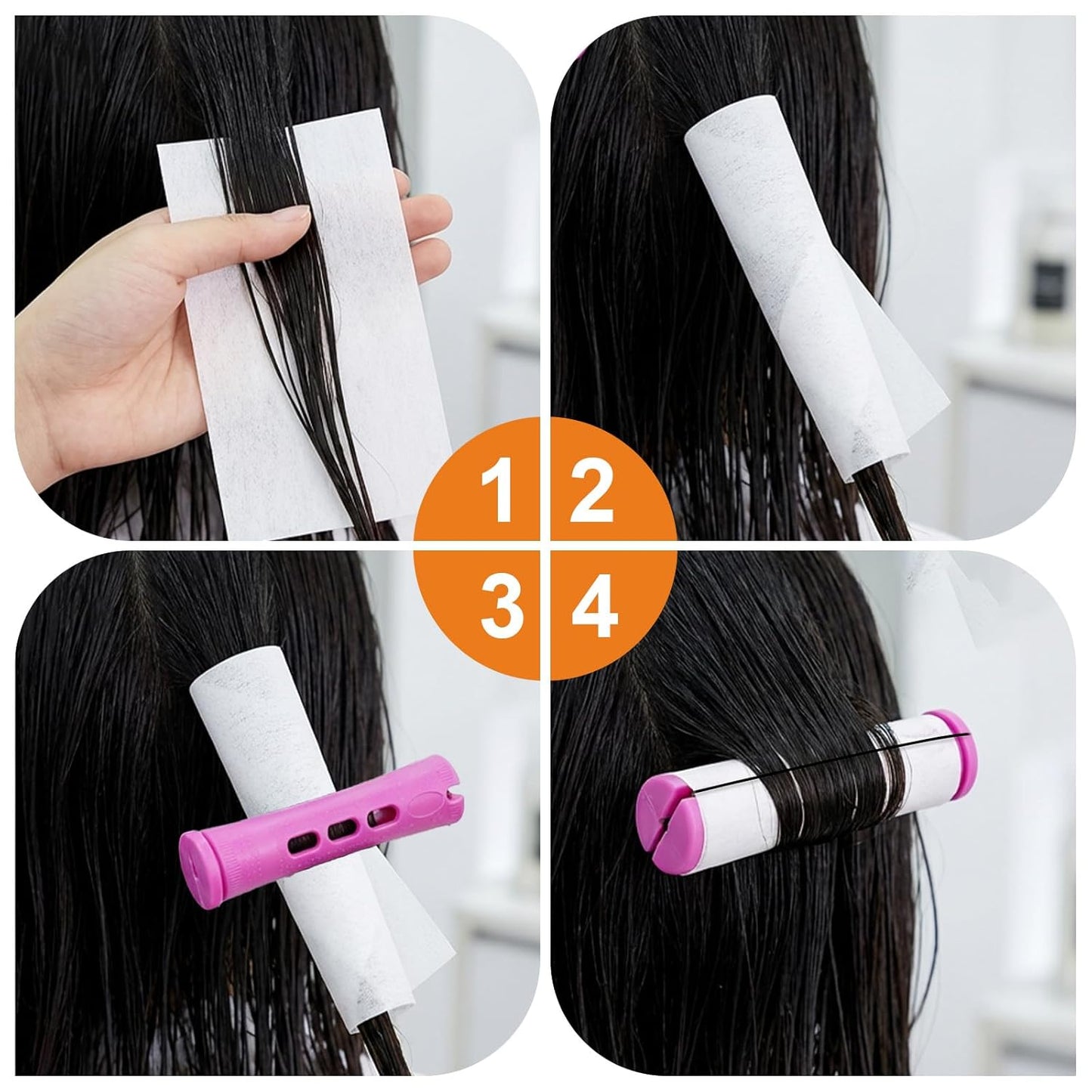 Perm Papers for Hair - 100 Disposable Heat-Resistant Curling Wraps | White