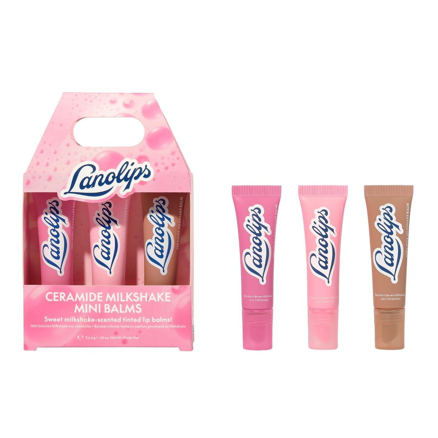 Lanolips Tinted Lip Balm - Hydrating Ceramide Milkshake Moisturizer | Sheer Glossy Balm in Caramel Melt (0.44 oz)