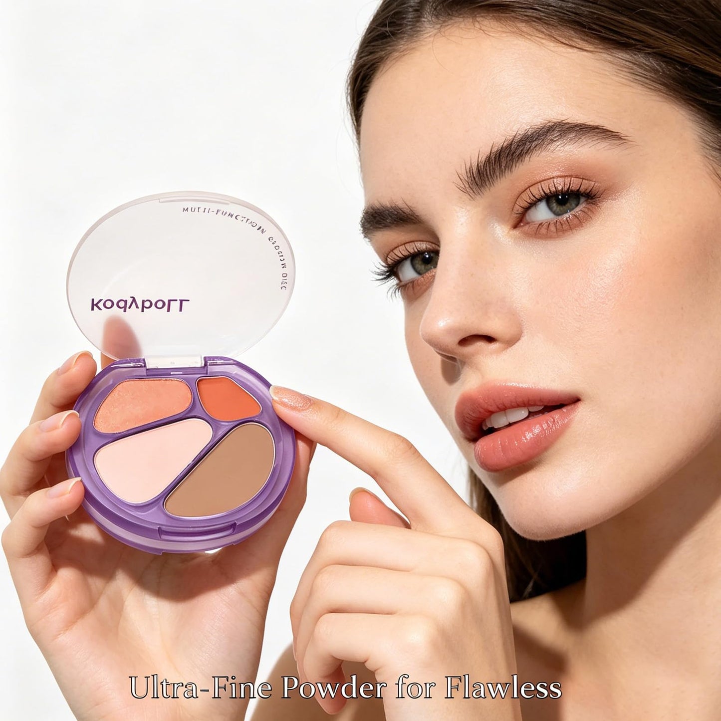 4 Colors Highlighter & Blush Palette, 4-in-1 Eyeshadow, Blush, Highlighter, And Contour for a Natural Finish Face Illuminator Powder Glow Blush Palette for Women