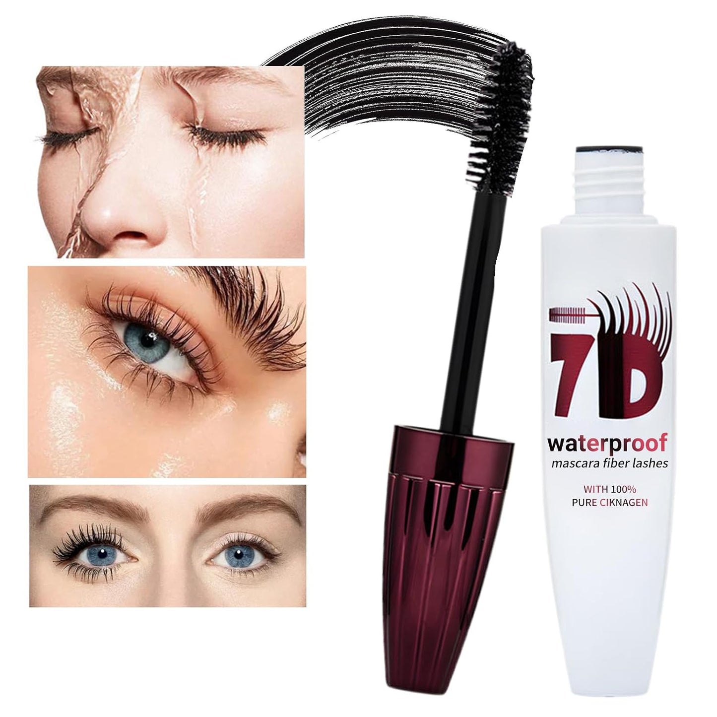 7D Mascara Fiber Lashes - Waterproof Black Formula for Thick, Softer, Fuller Lashes | 2-Pack