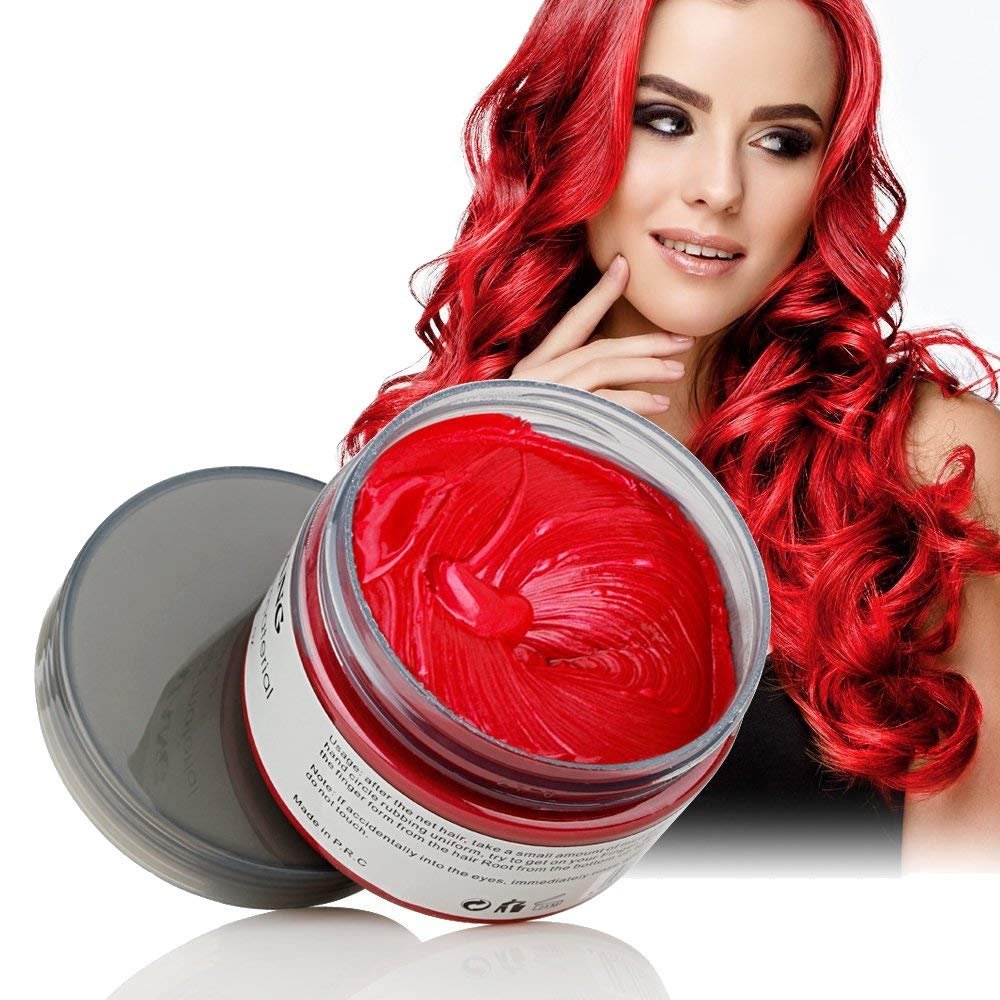 Unisex Hair Wax Color Dye Styling Cream Mud, Natural Hairstyle Pomade, Washable Temporary,Party Cosplay (Red)