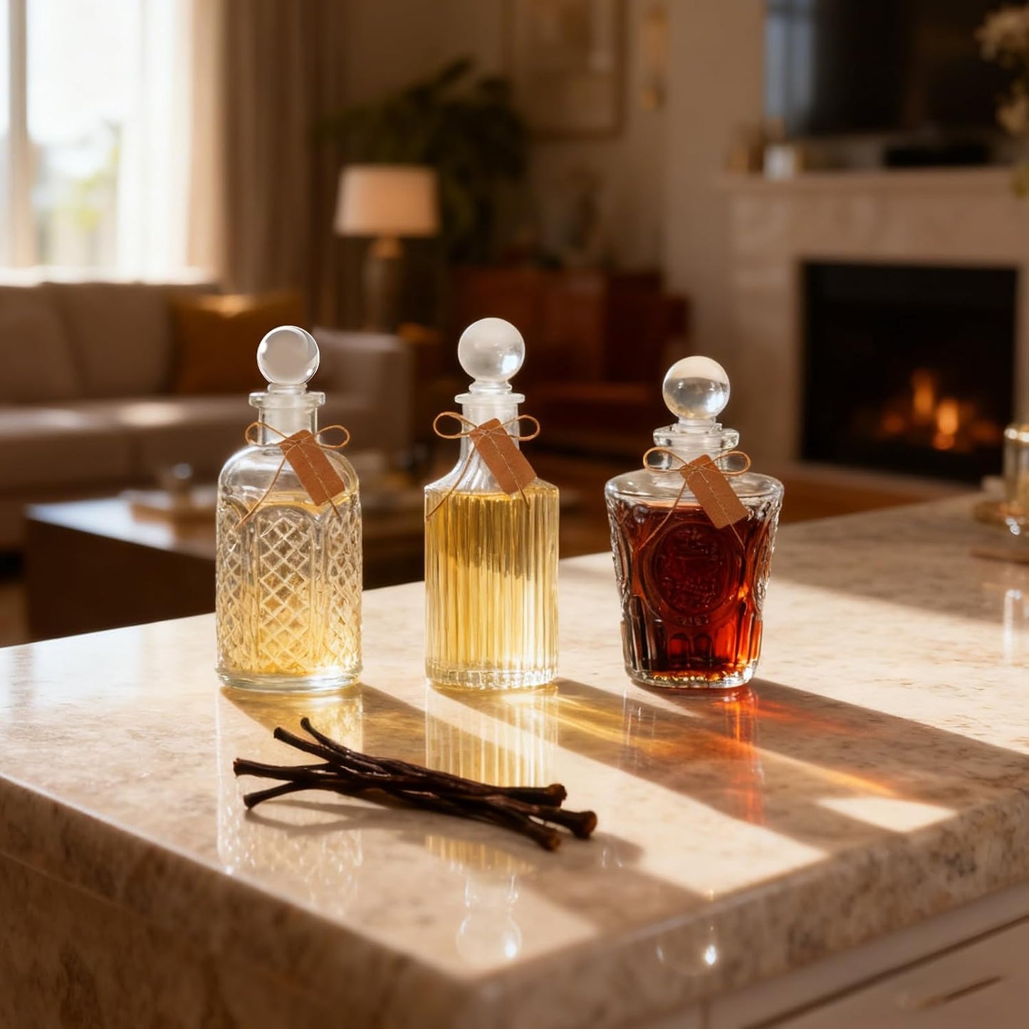 Glass Vanilla Extract Bottles - 5 Oz Airtight Jars with Funnel & Labels | Set of 6 for Oils, Syrups, Sauces