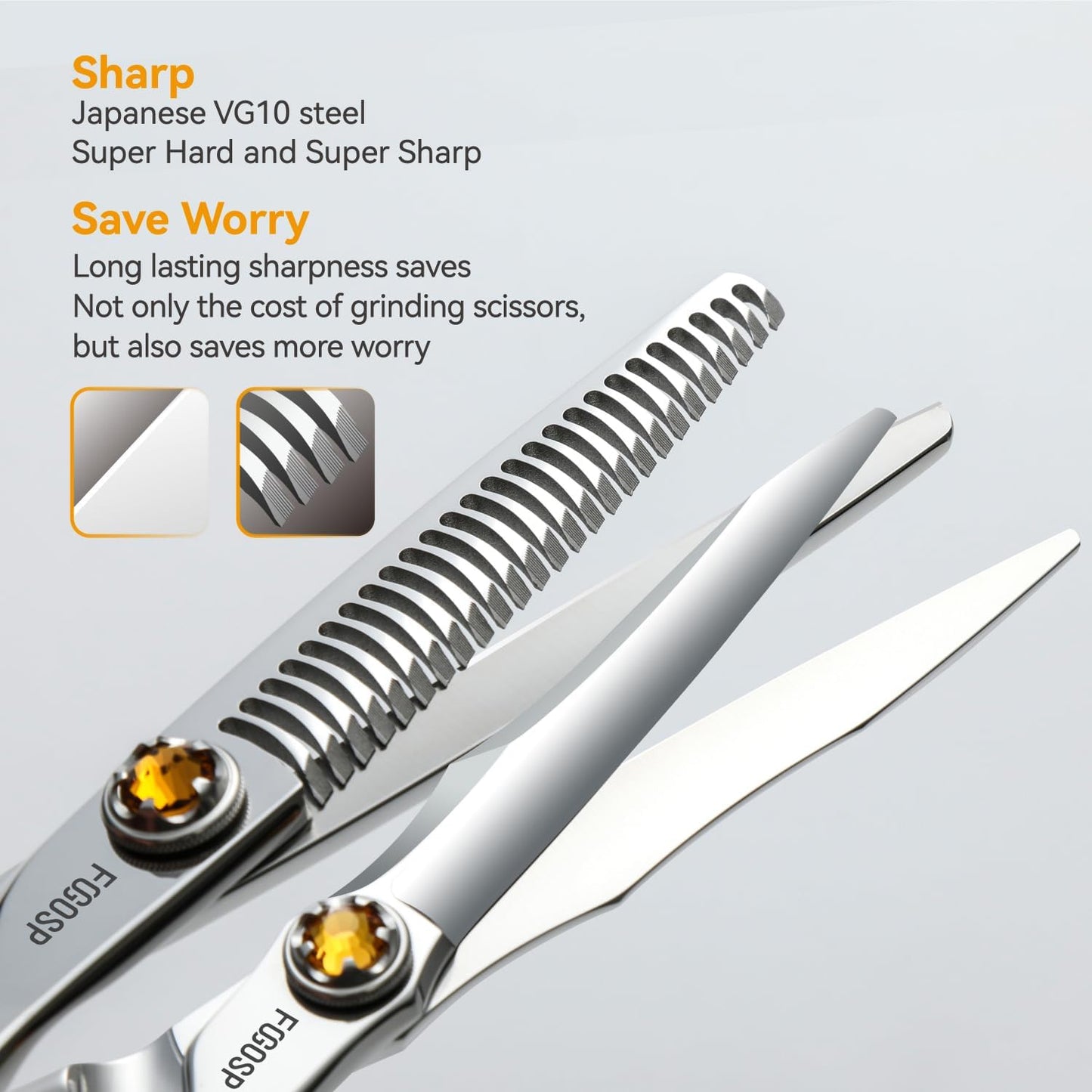 Professional Hair Shears Set - VG10 Japanese Stainless Steel Ergonomic Scissors for Barbers & Stylists | 6-Inch Regular & Thinning