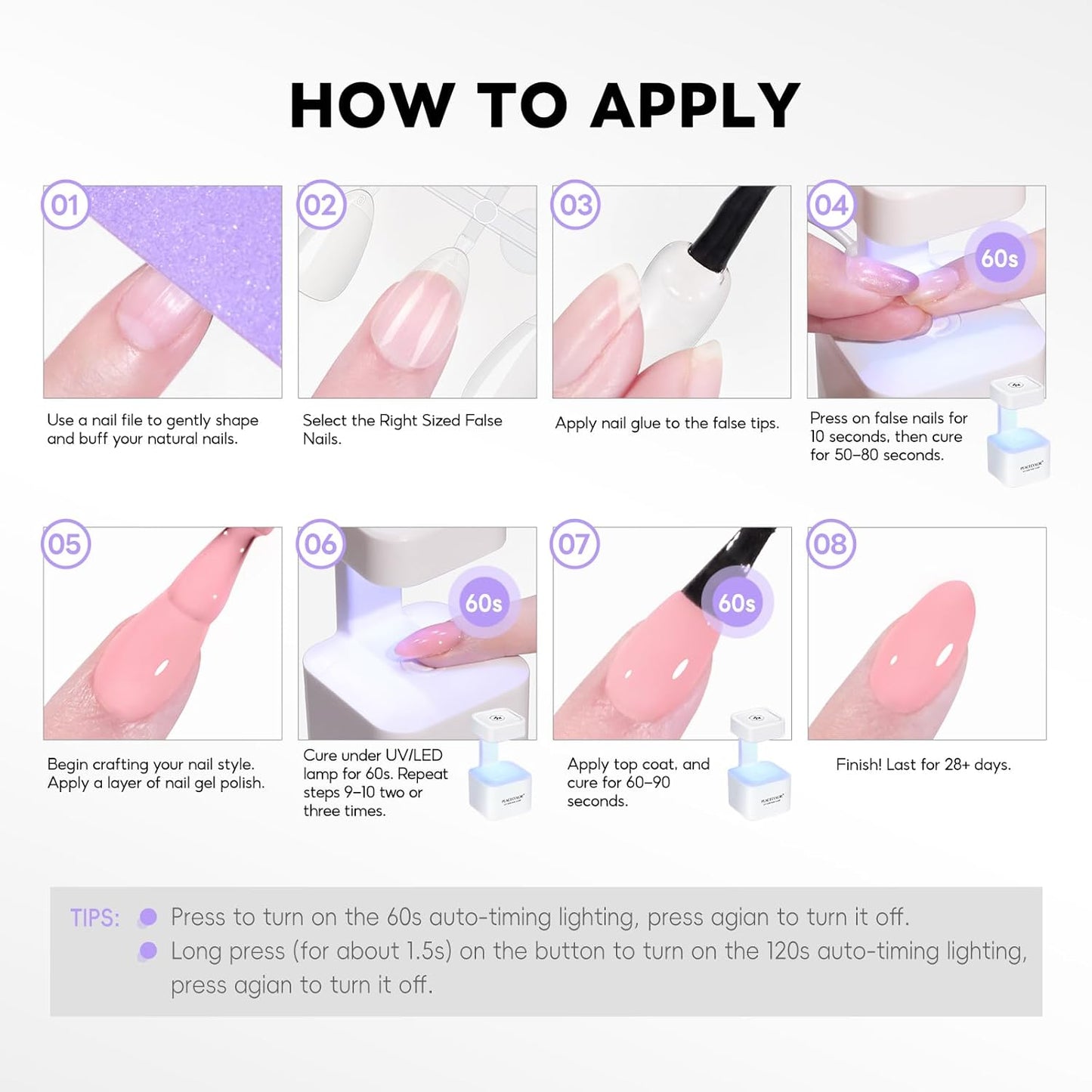 Mini UV Light for Gel Nails - Fast Curing LED Nail Lamp with 2 Timer Modes | Home Salon Essential