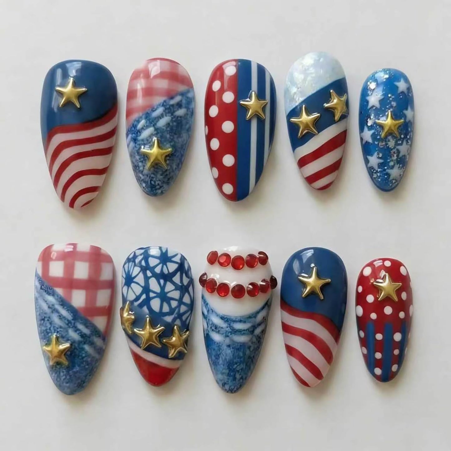 French Tip Press-On Nails - 30pcs Medium Almond Acrylic with 3D Flower & Pearl Design | Reusable Summer Nail Art