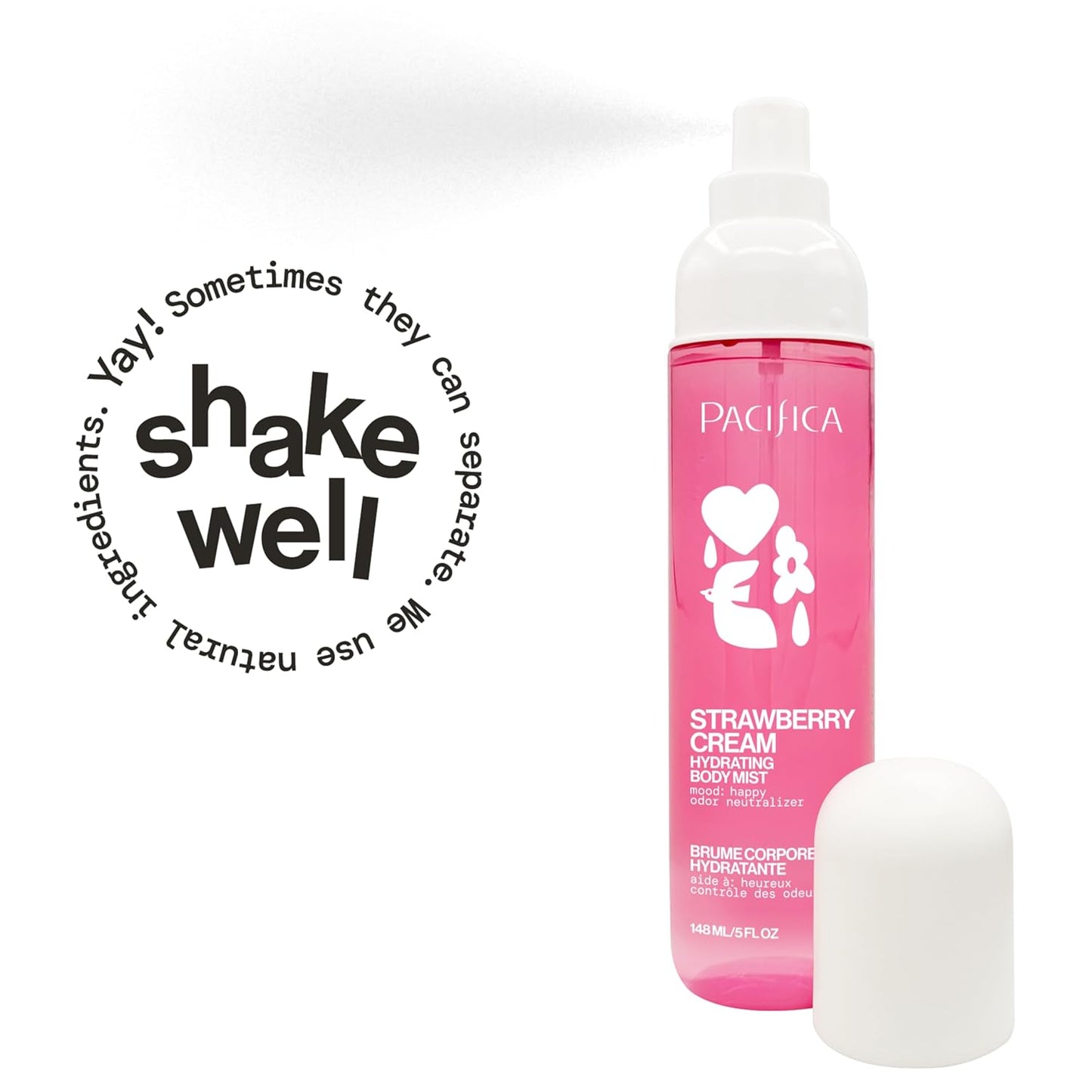 Pacifica Strawberry Cream Body Mist for Women - Hydrating Fruity Fragrance Spray | Vegan, 5 oz