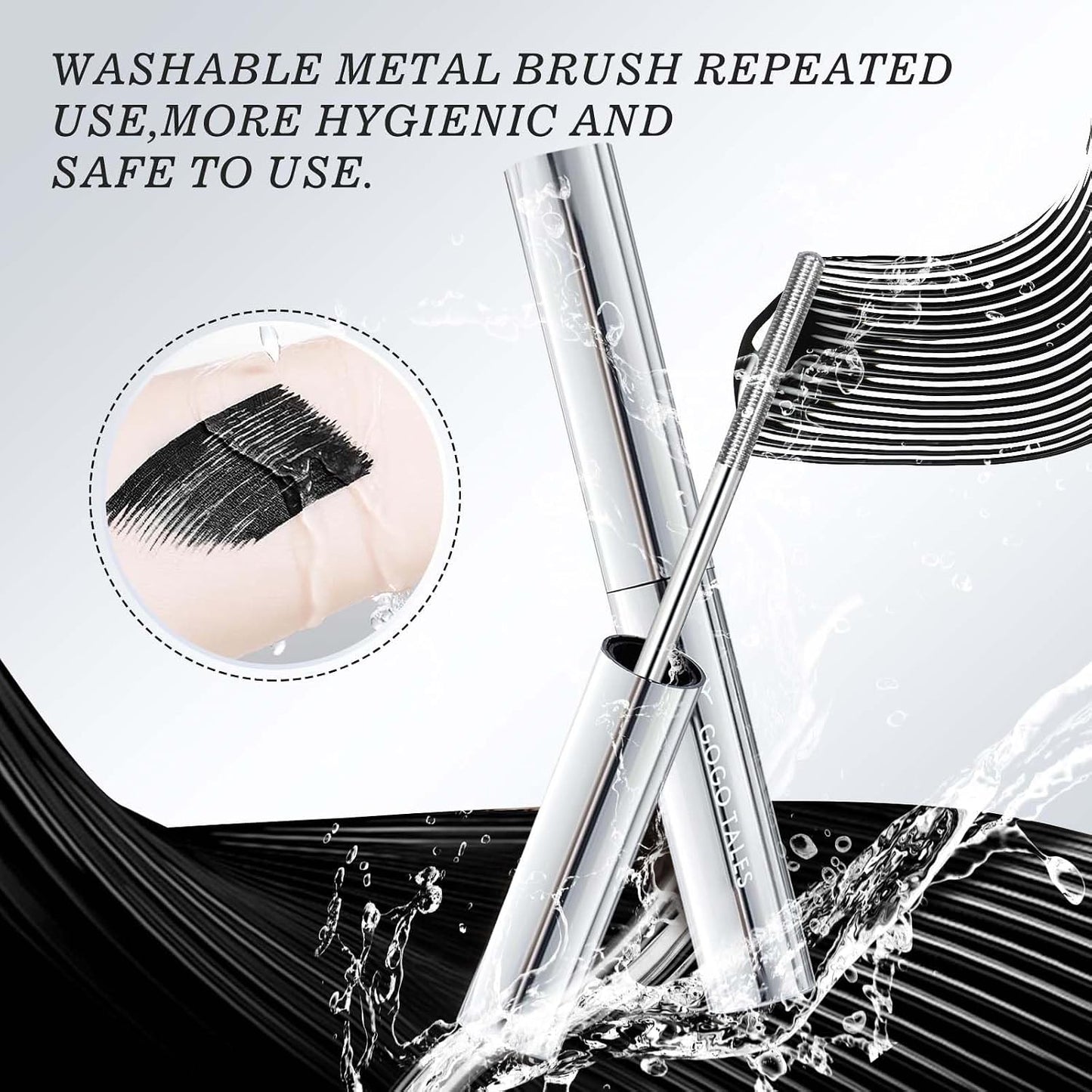 Brown Washable Iron Wand Mascara - Waterproof Formula for Thin, Short Lashes | Buildable Length & Volume, Clump-Free Finish