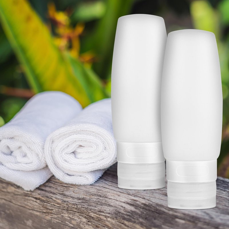 Healeved 4 Oz Silicone Travel Bottles for Toiletries Set of 4 Leak Proof Refillable Squeeze Bottles Portable Containers for Shampoo Conditioner Lotion