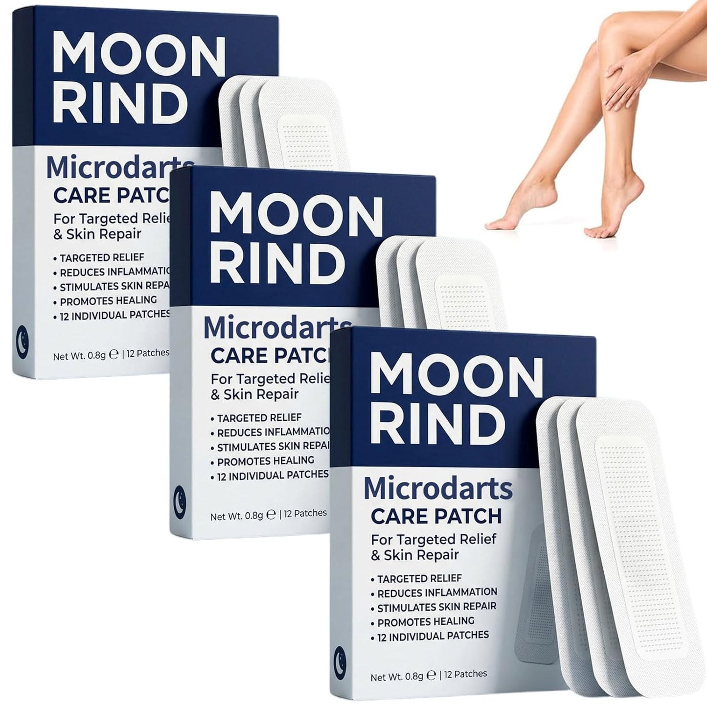 Moon Rind VeinTarget Microdarts Patch - Natural Varicose Vein Treatment for Legs | Improves Blood Circulation (3 Boxes)