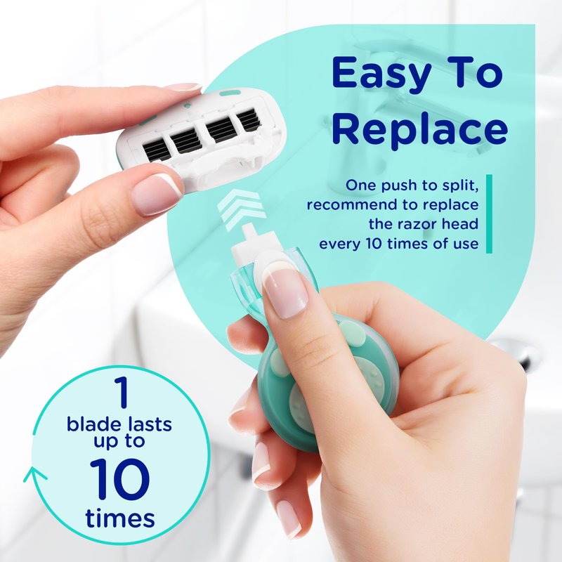 Women’s Razor Blades Refills Include 4 Cartridges, Extra Smooth 5-Blade Travel Razor Refills for Comfort Shaving, Green
