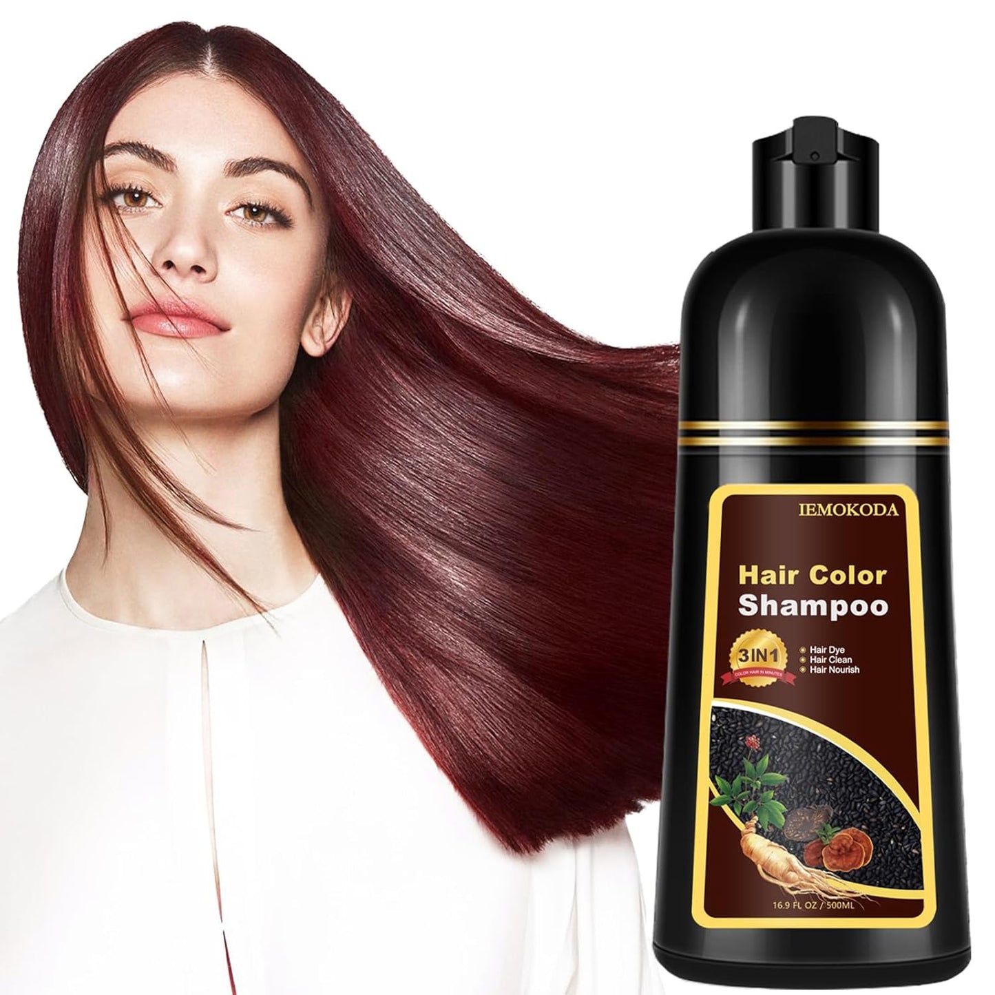 Cherry Brown Hair Dye Shampoo - 3 in 1 Color Treatment for Quick Results | Nourishing Formula