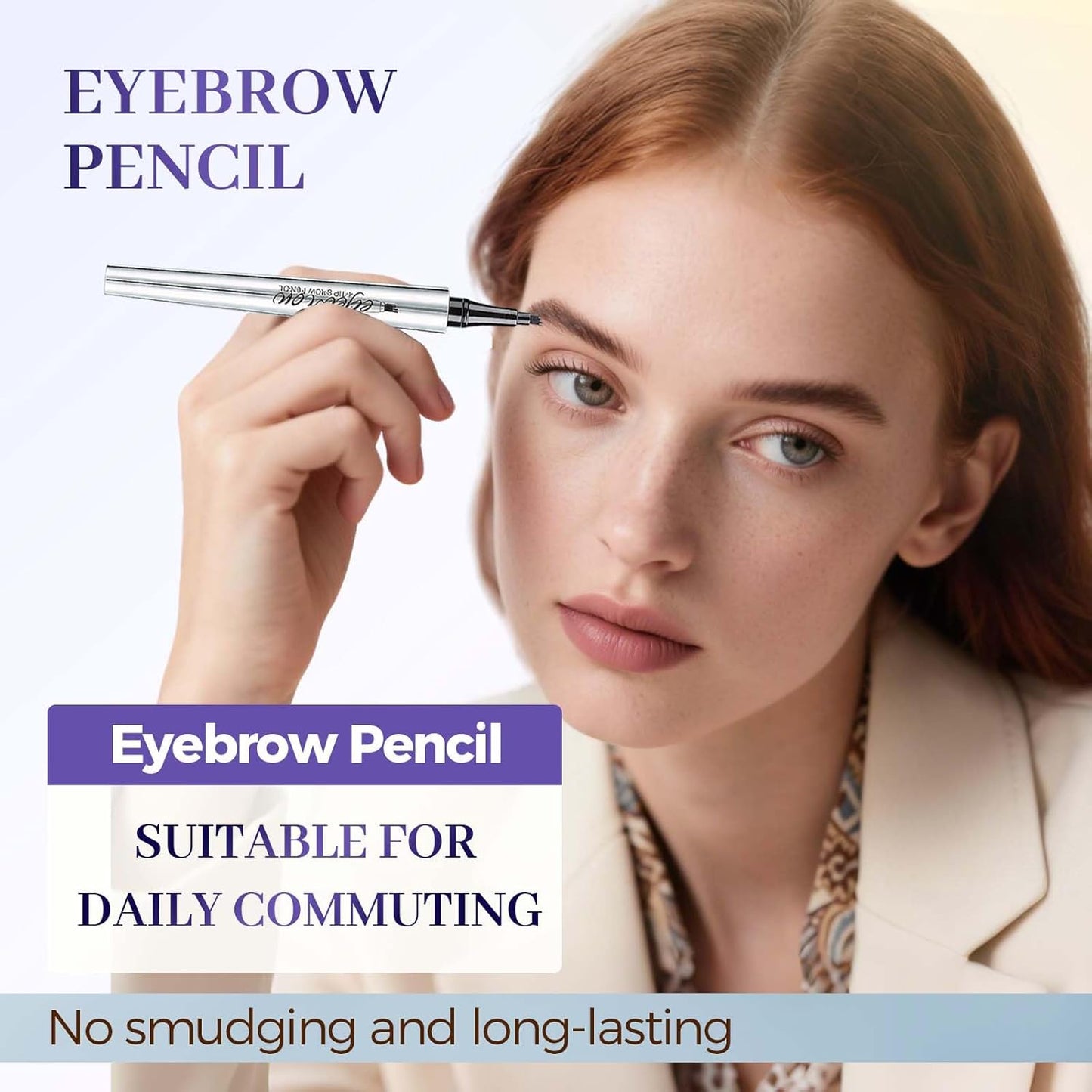 Microblading Eyebrow Pen - Waterproof 4-Tip Eyebrow Pencil for Fine Stroke Contouring | Long-Lasting Dark Brown