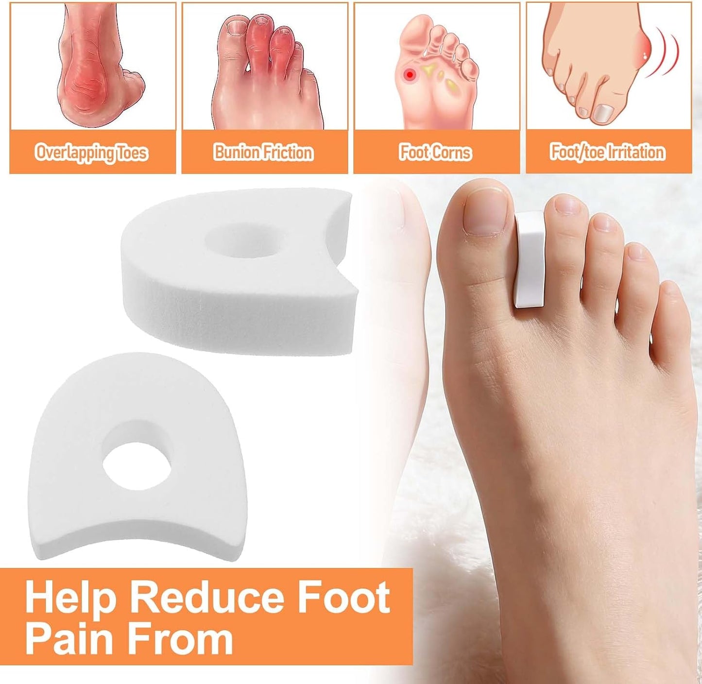 Toe Spacers - 30 Pcs Foam Toe Separators for Pain Relief | Soft & Breathable Corrector for Corns & Hammer Toes