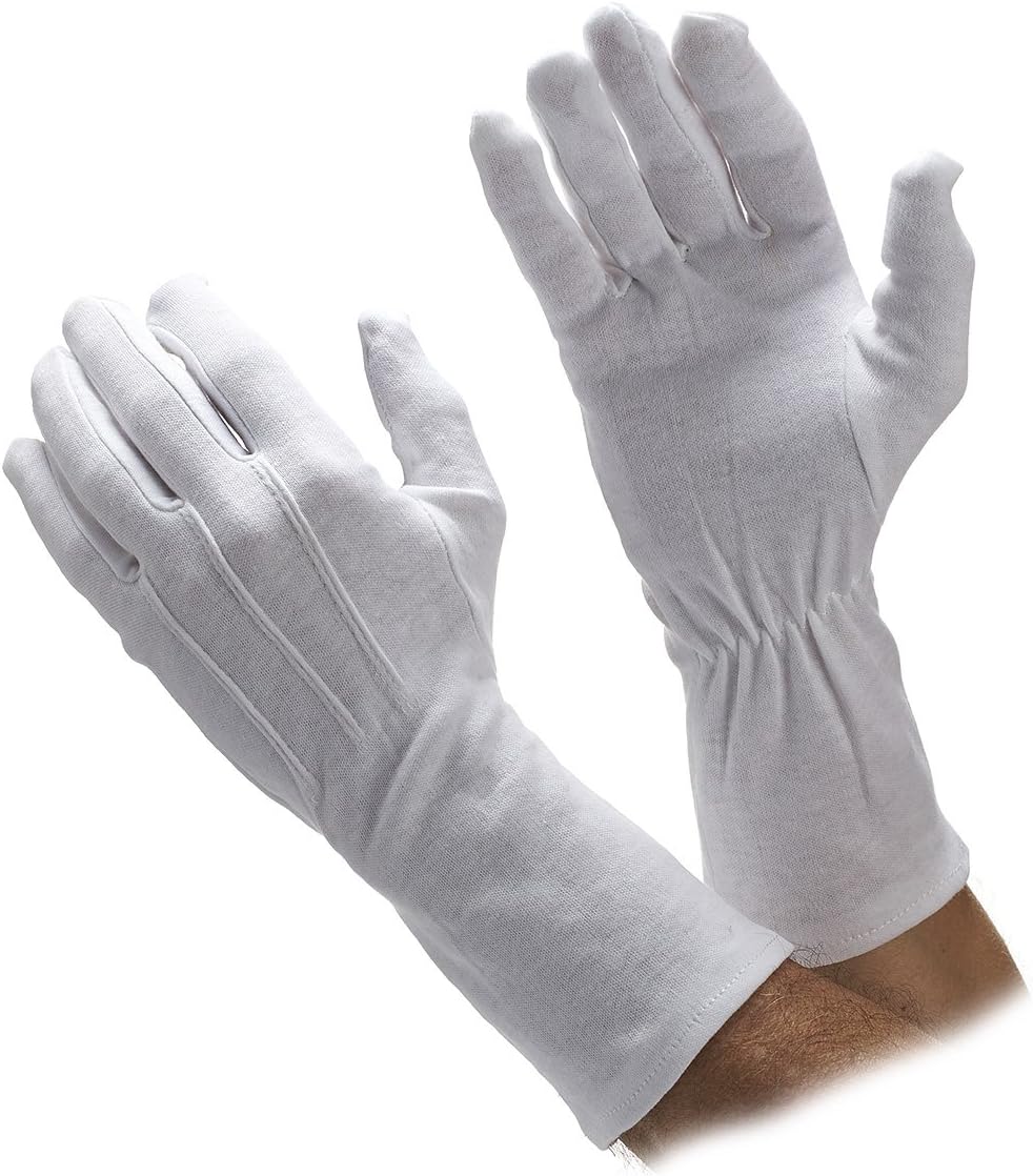 Extra-Long Cotton Gloves - Durable & Comfortable | Black or White Options