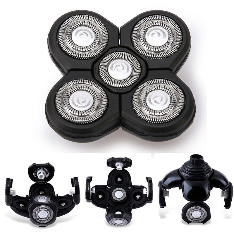 Men Electric Shavers Replacement Heads 5 in 1 Razor Replaceable Alternate Floating Washable Blade Trimmers Head(black)