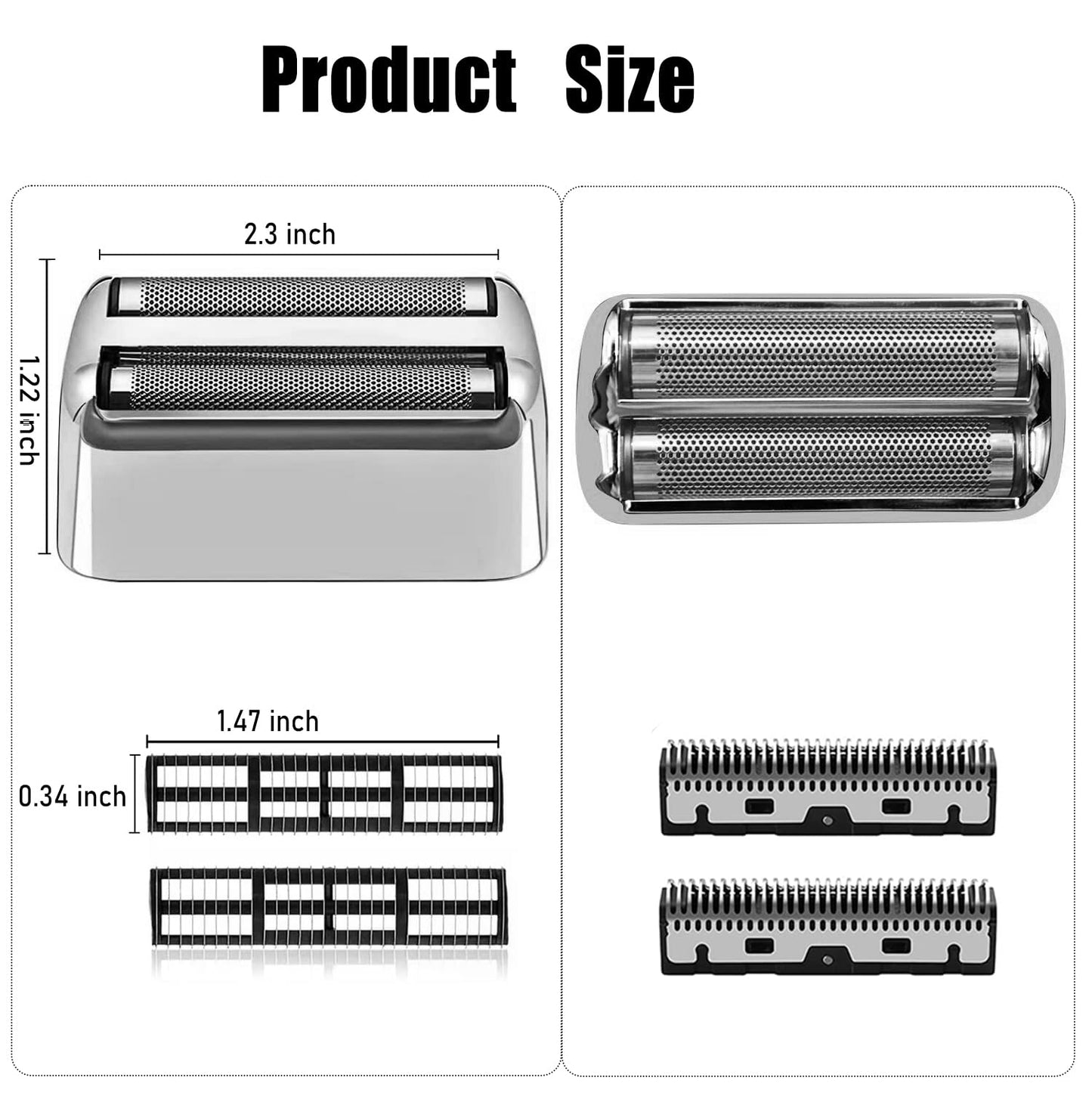 Kaynway Replacement Foil and Cutters for BaBylissPRO Barberology Double Foil Shaver, Professional Foil Cutter Blade for BaBylissPRO Barberology FX Collection Metal Foil Shaver (Silver)