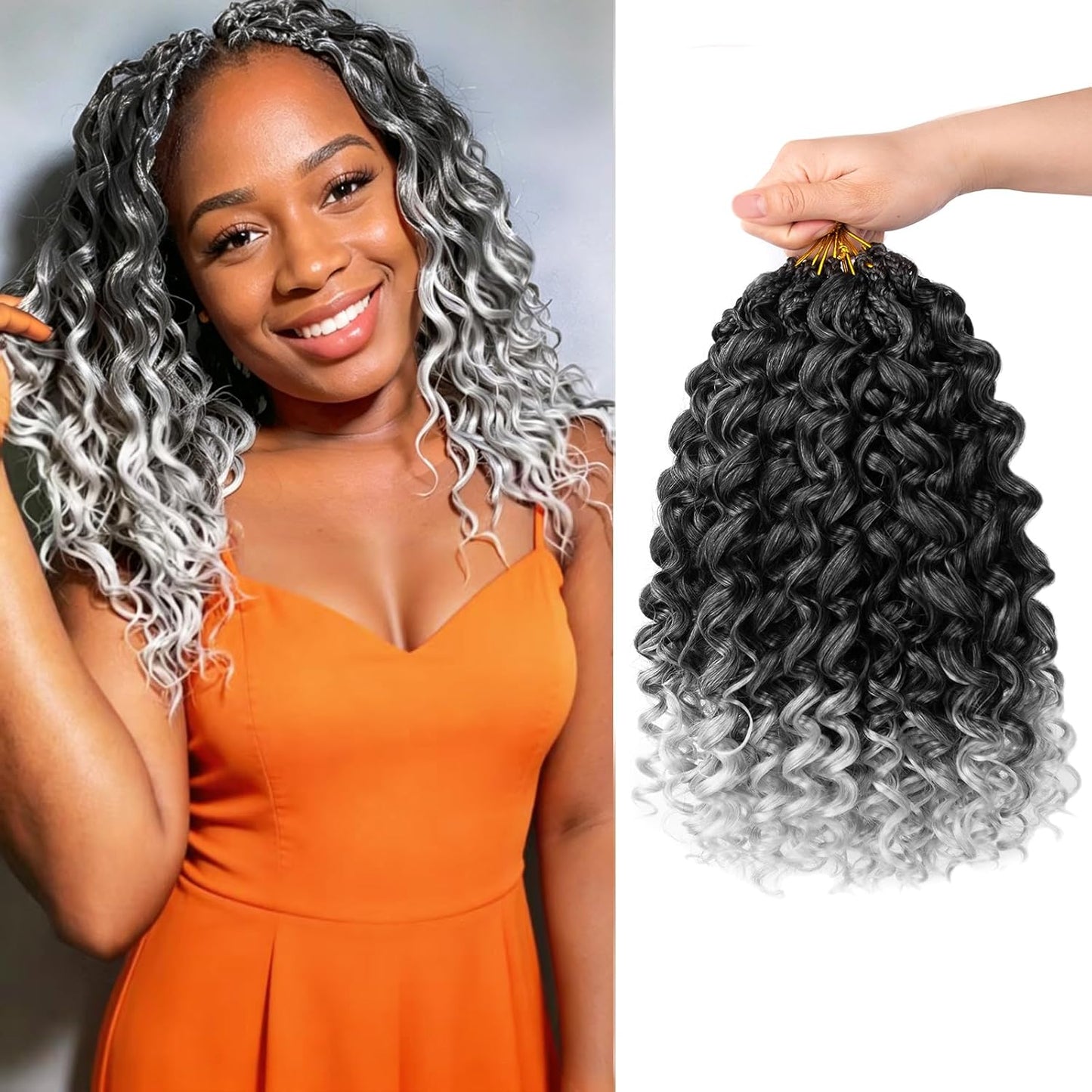 GoGo Curl Crochet Hair - 14 Inch Pre Looped Braids for Black Women | Soft Synthetic Deep Water Wave Extensions