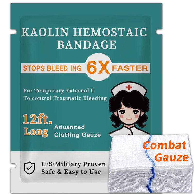 Quick Clot Gauze, First Aid Advanced Stop The Bleed Kit Combat Flexible Hemostatic Gauze-Bleed Stop Faster Wound Packing Medical,Survival Kit Supplies (3" x 12.5')