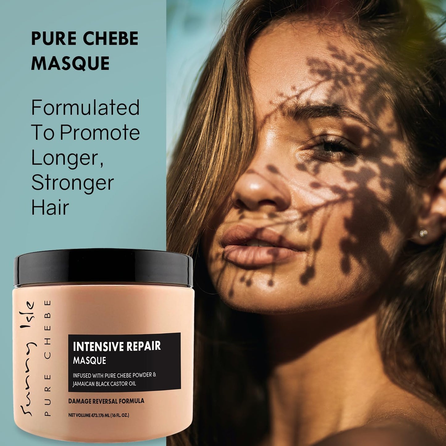 Sunny Isle Pure Chebe Intensive Repair Masque - Infused with Chebe & Jamaican Black Castor Oil - 16 oz