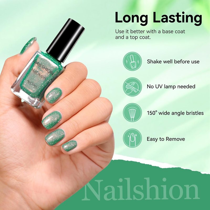 Dreamy Teal Glitter Nail Polish - Fast Drying, Toxic-Free Formula with High Shine Finish | 15ml