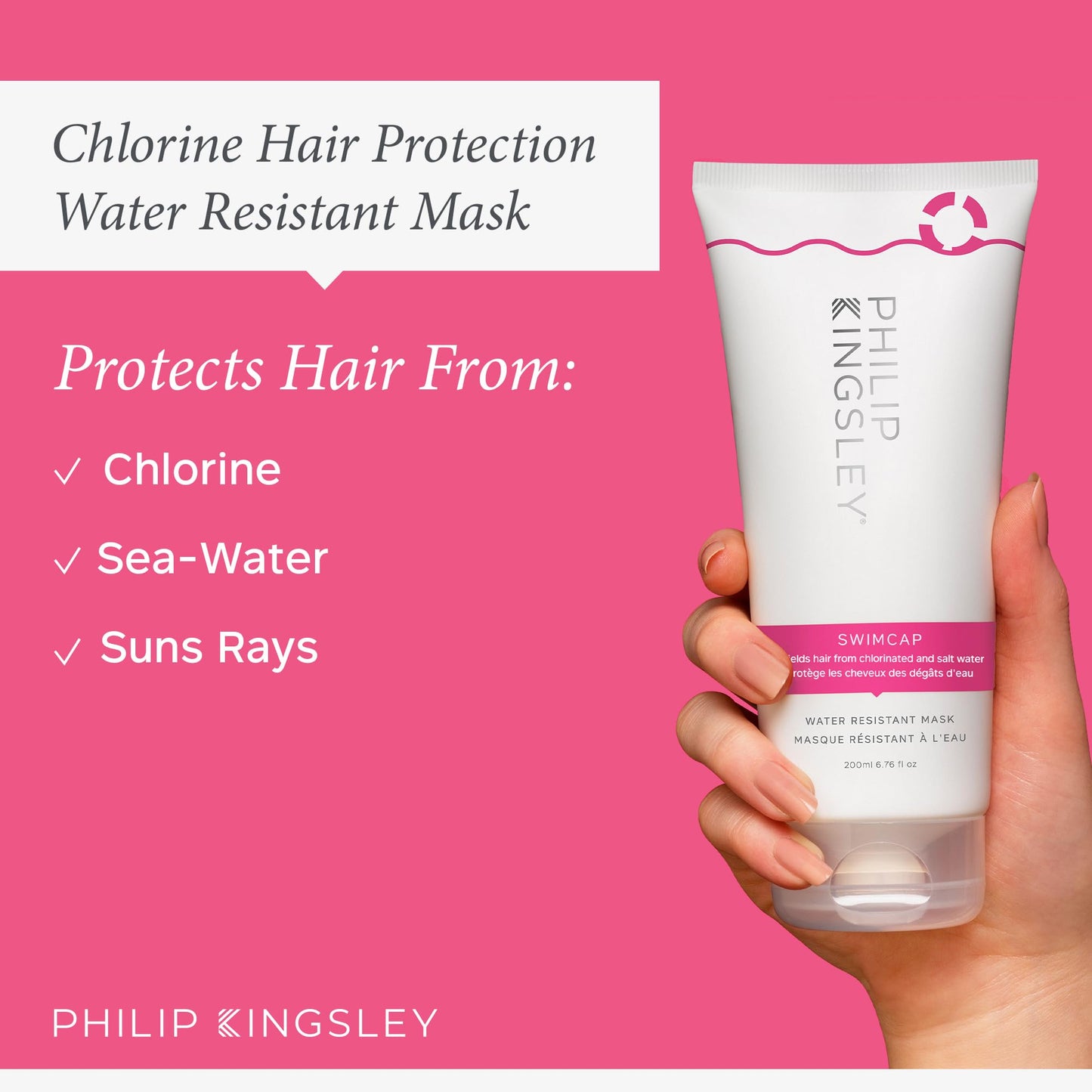 PHILIP KINGSLEY |Swimcap - Chlorine Hair Protection Water Resistant Mask |Swim Hair Mask, Protects Hair from Chlorine, Salt Water and UV Damage | Hair Color Protection Products | 6.76oz